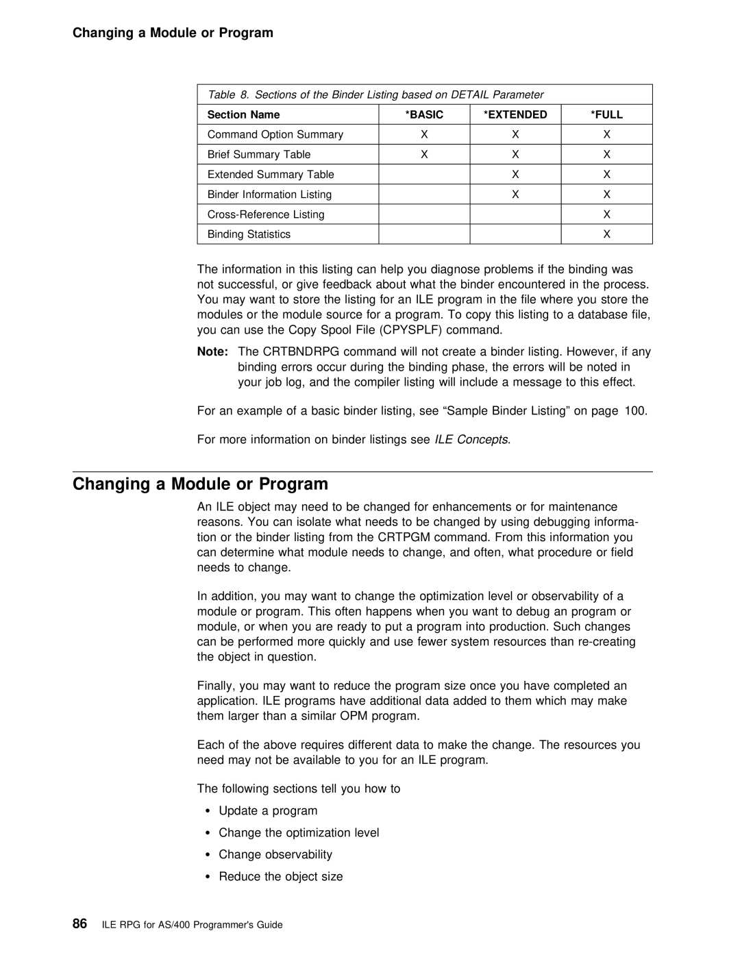 IBM AS/400 manual Changing a Module or Program 