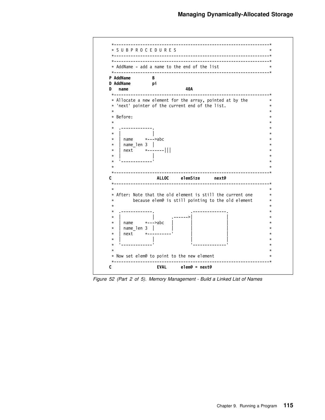 IBM AS/400 manual AddName 40A, Alloc, Elem@ = next@ 