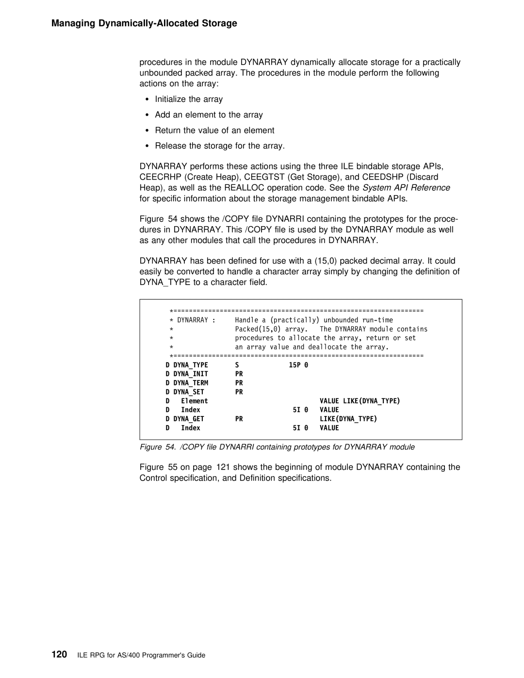 IBM AS/400 manual SeeAPI theReference, Dynarray 