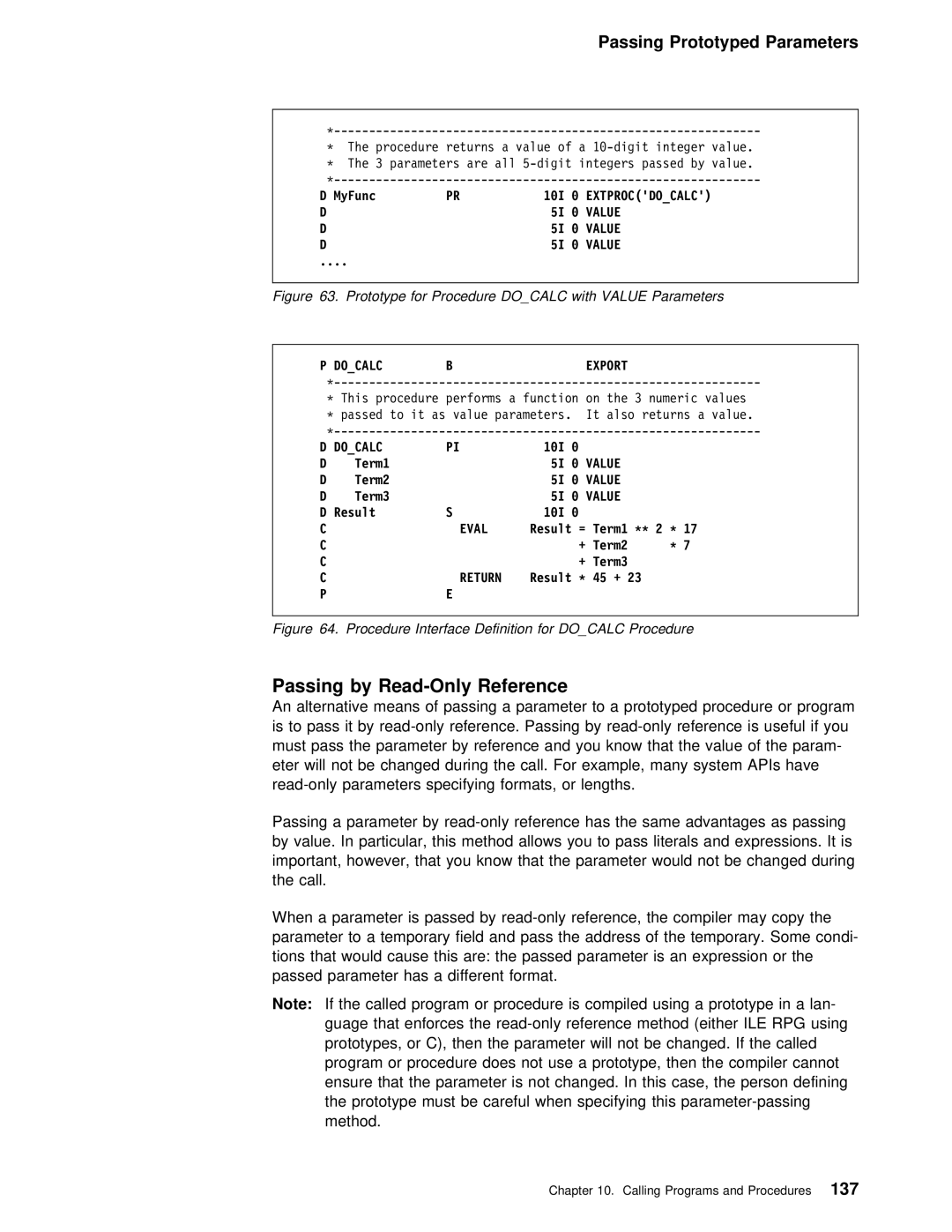 IBM AS/400 manual Passing, Extprocdocalc, Docalc Export 