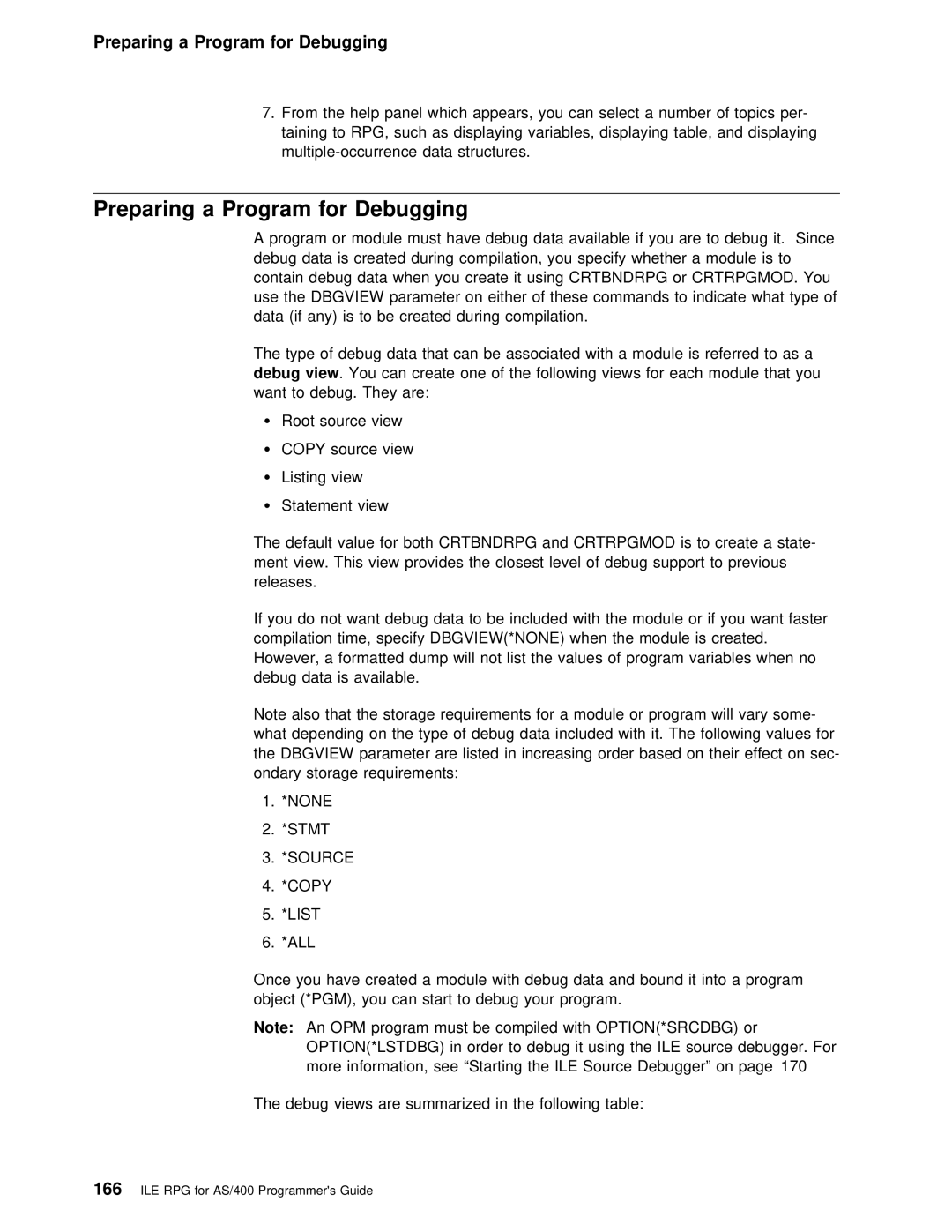 IBM AS/400 manual Preparing a Program for Debugging, Source, Order Debug it using 