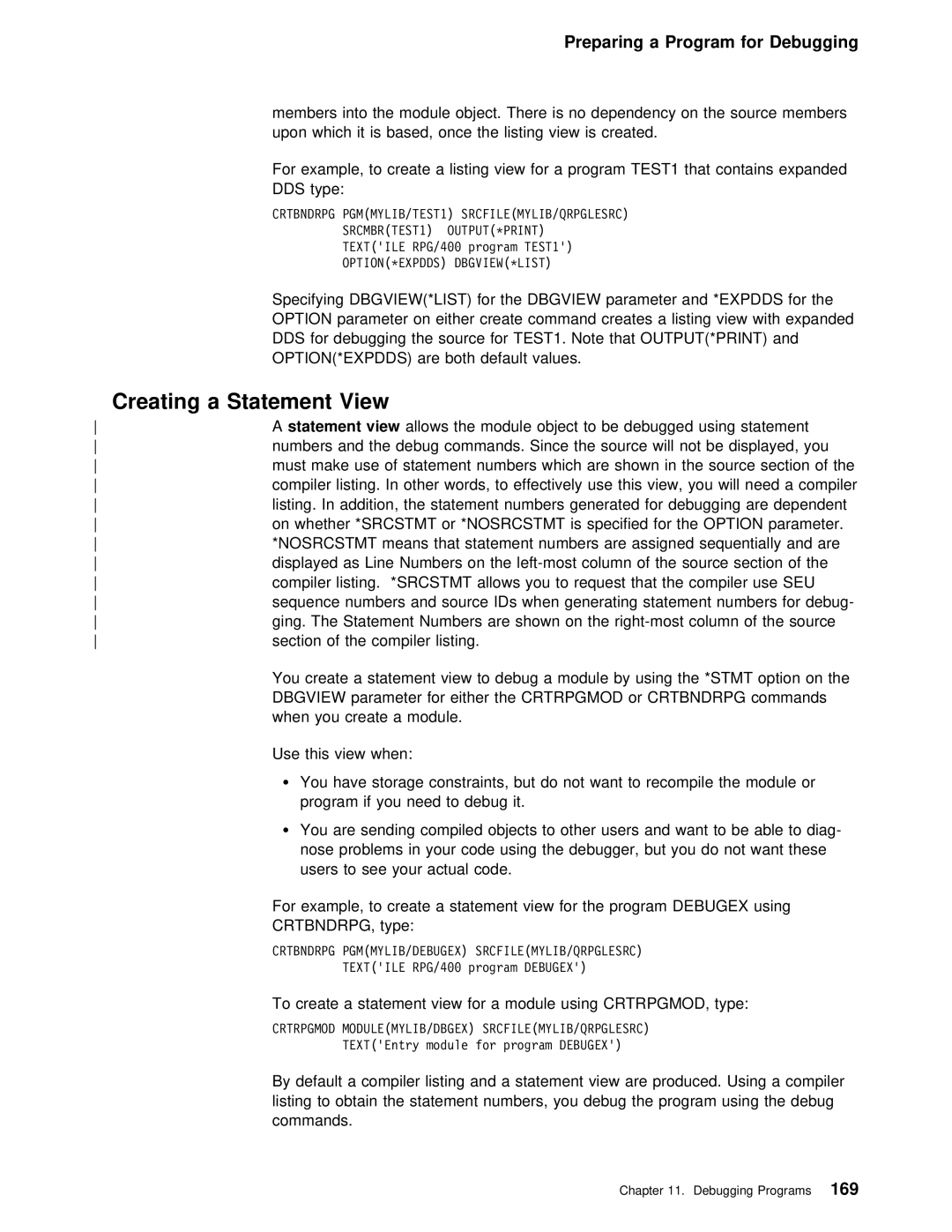 IBM AS/400 manual View, Program for Debugging 