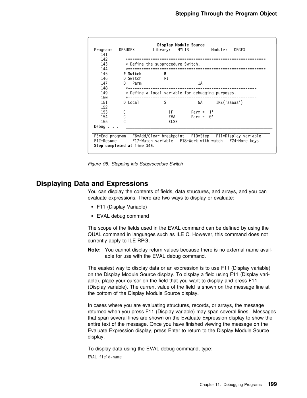 IBM AS/400 manual Displaying Data and Expressions, Switch, Else 