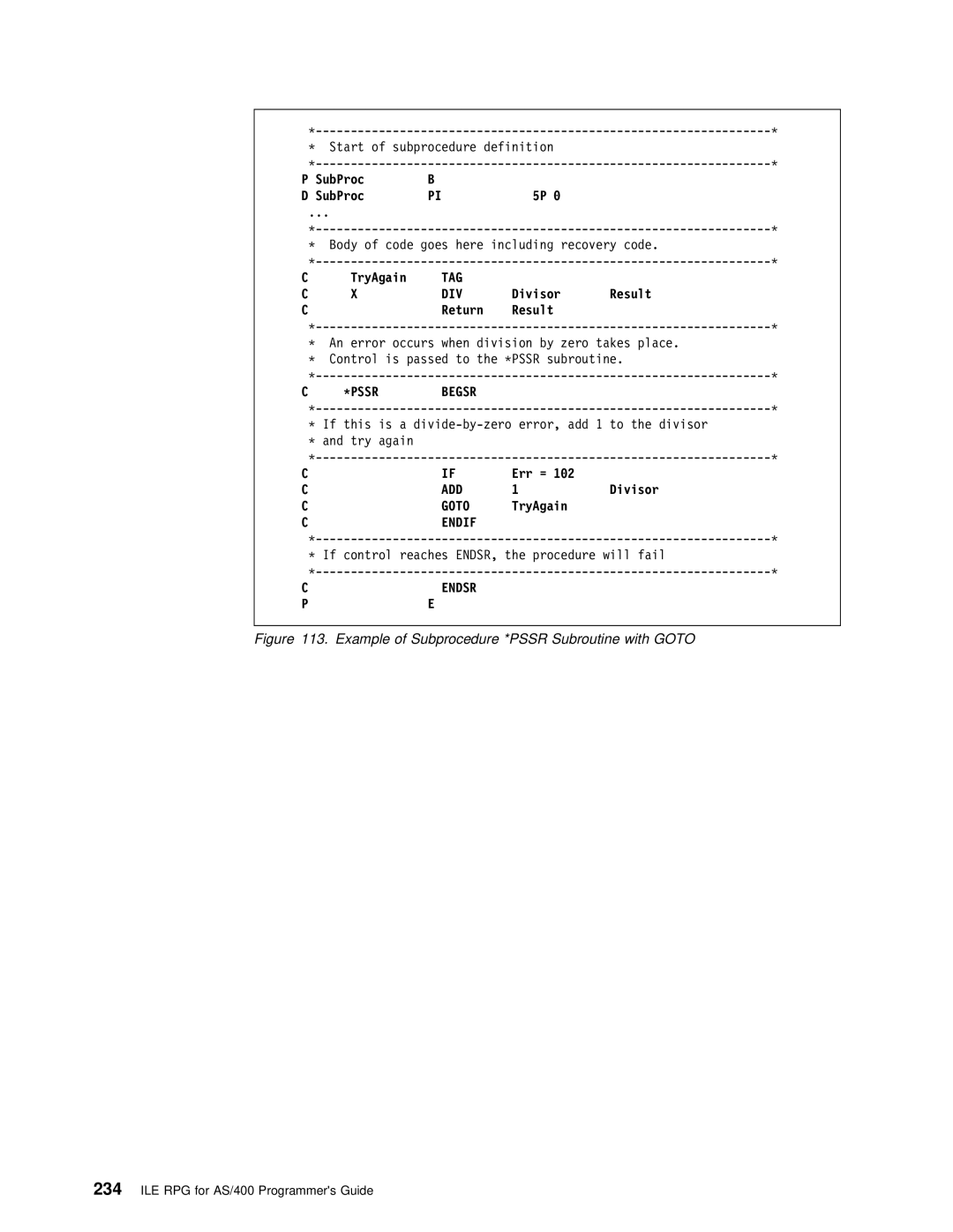 IBM AS/400 manual Tag Div, If this is a divide-by-zero error, add 1 to the divisor, Try again Err =, Goto 