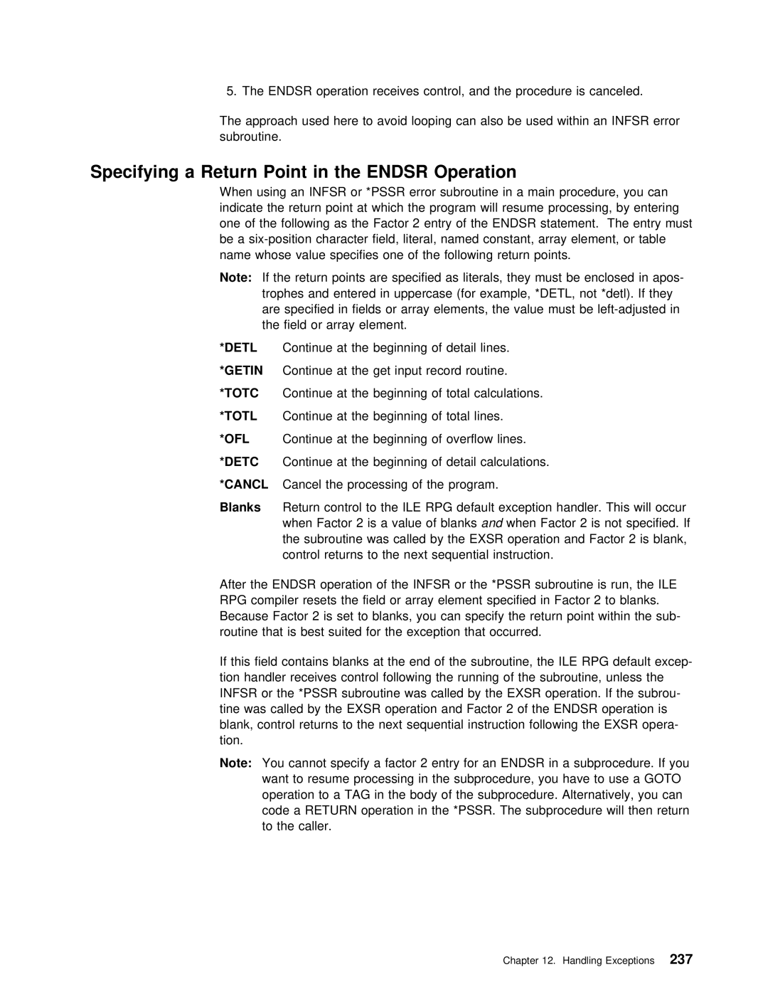 IBM AS/400 manual Specifying a Return Point, Ofl 