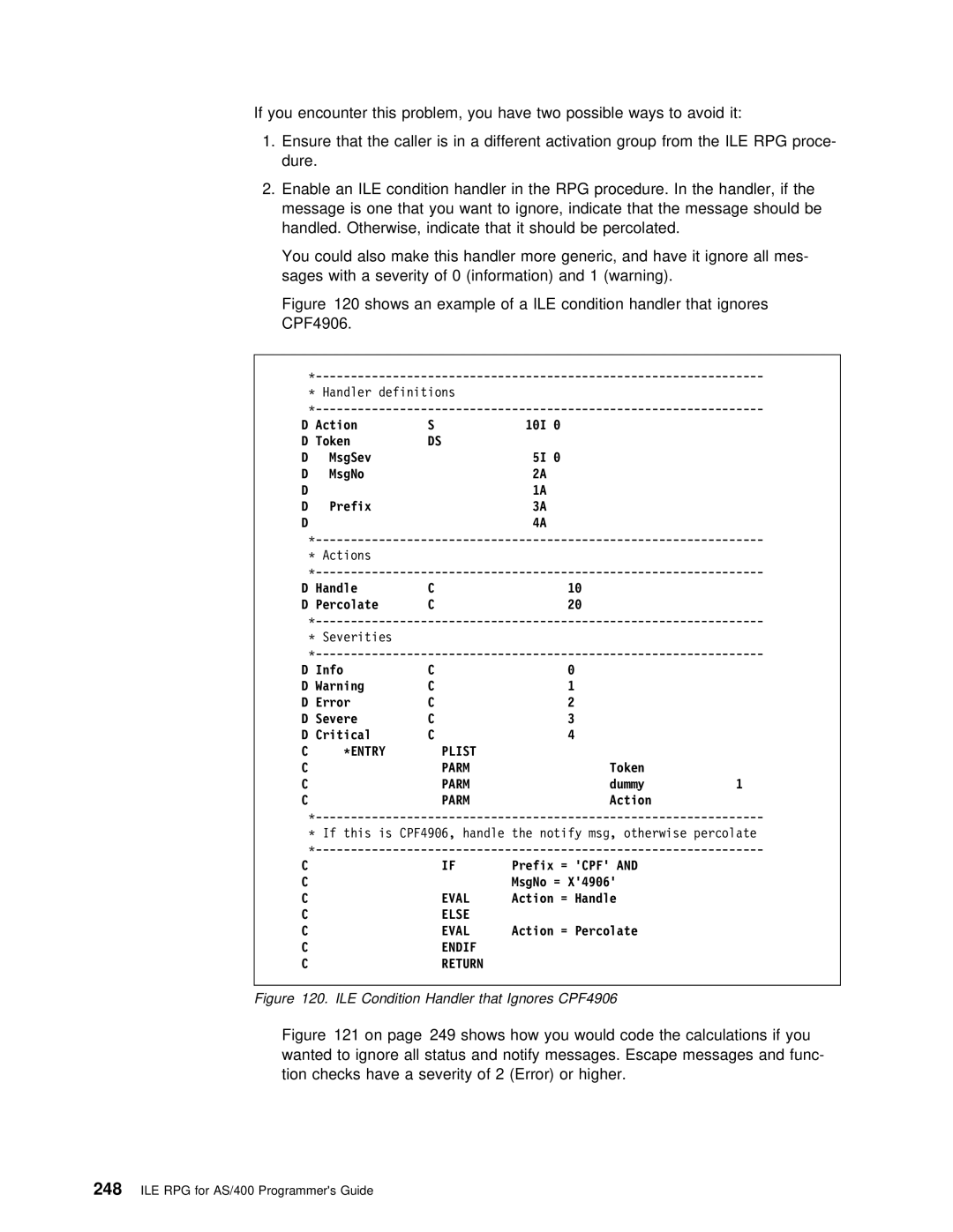 IBM AS/400 manual Condition Handler that Ignores CPF4906, Endif Return 