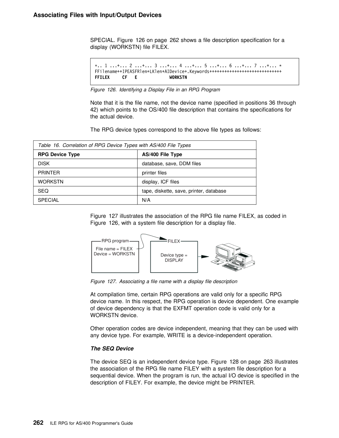 IBM AS/400 Compilation Time Certain, Operation Device Dependent Device dependency Is that, Operation Code is Valid Only 