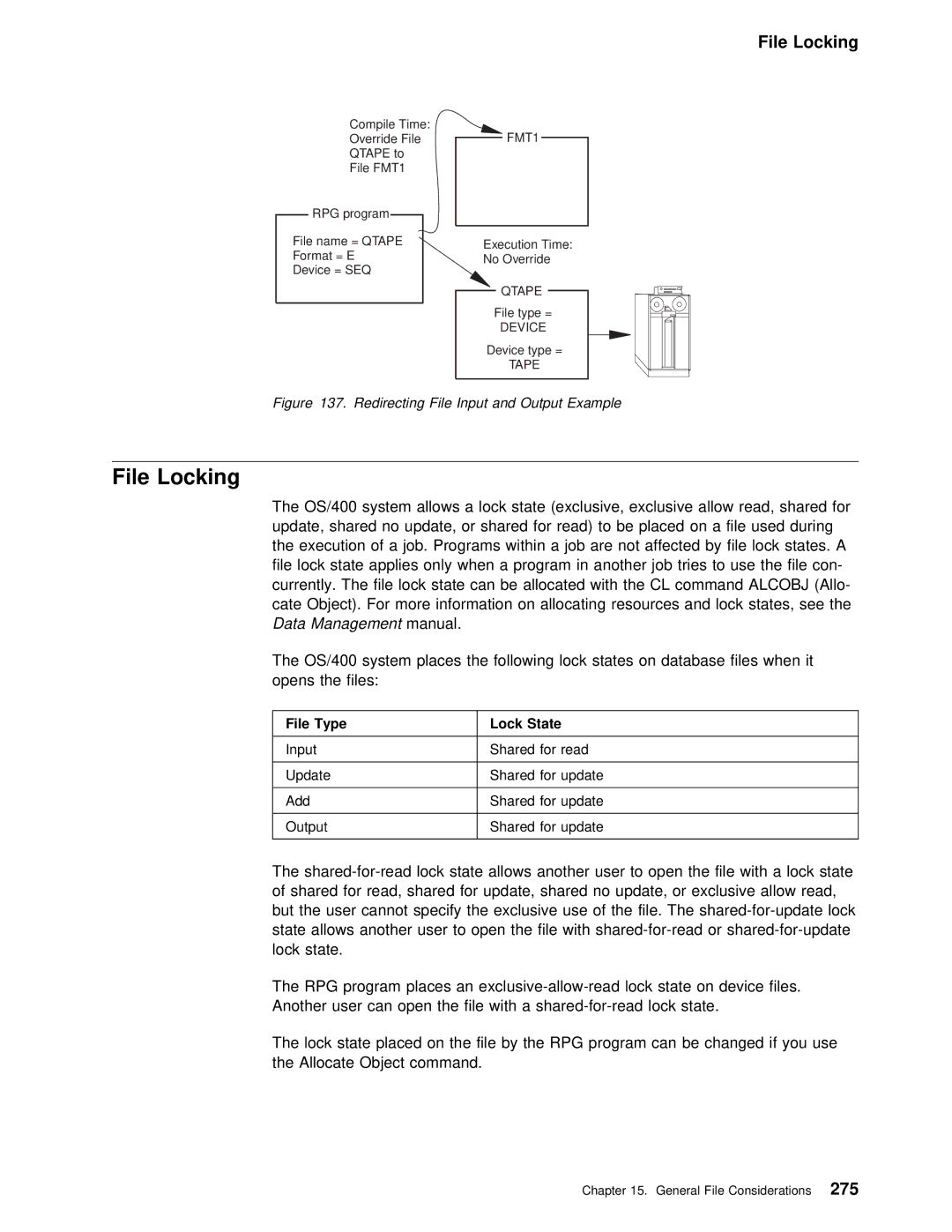 IBM AS/400 File Locking, Data Management manual, Program Can Chang Allocate Object 