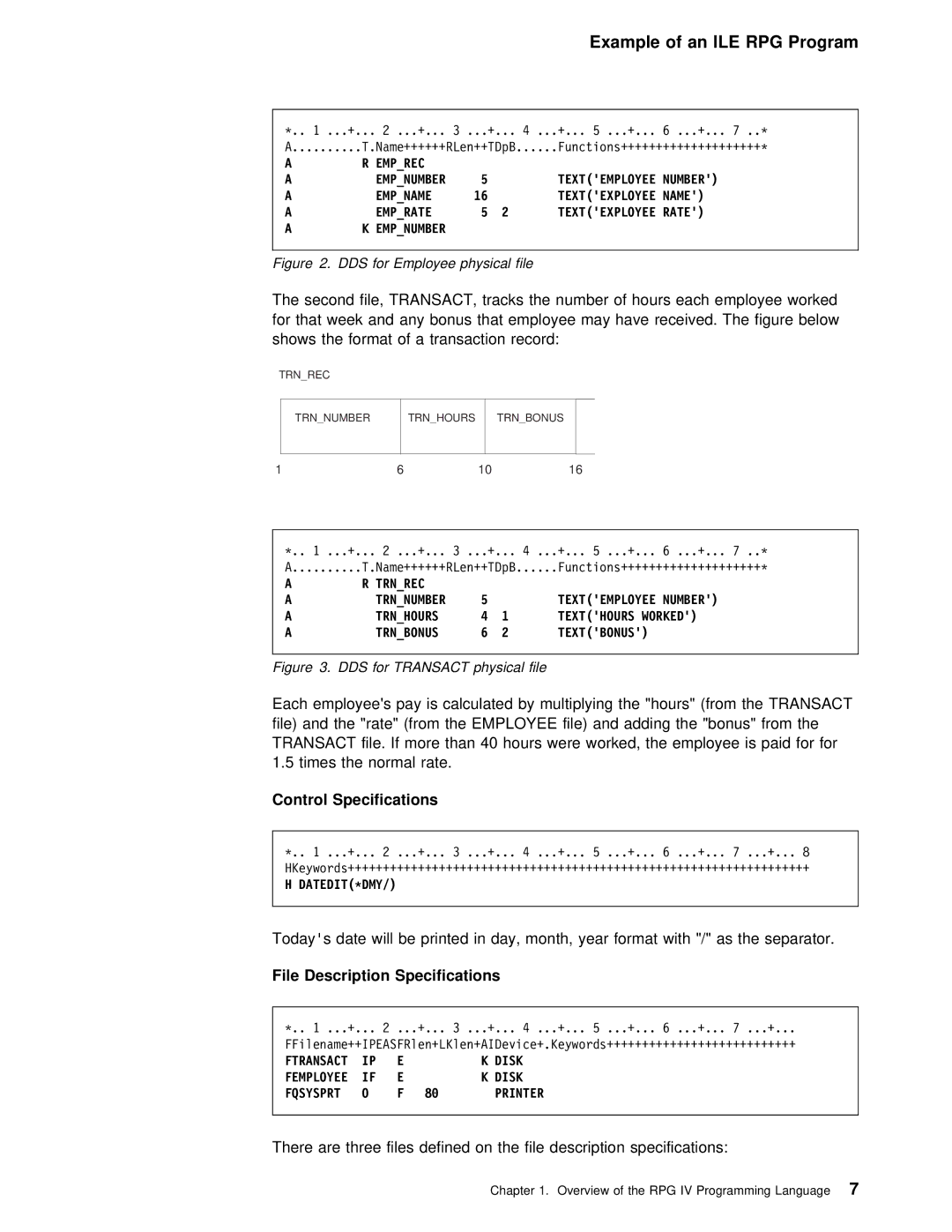 IBM AS/400 manual Program, Second file, File Description Specifications 