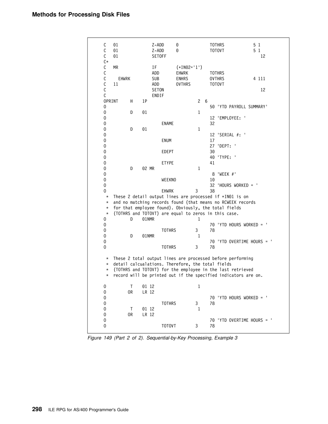 IBM AS/400 manual ADD Tothrs Totovt Setoff, ADD Ehwrk Tothrs, SUB Enhrs Ovthrs, ADD Ovthrs Totovt Seton Endif Oprint, 01NMR 