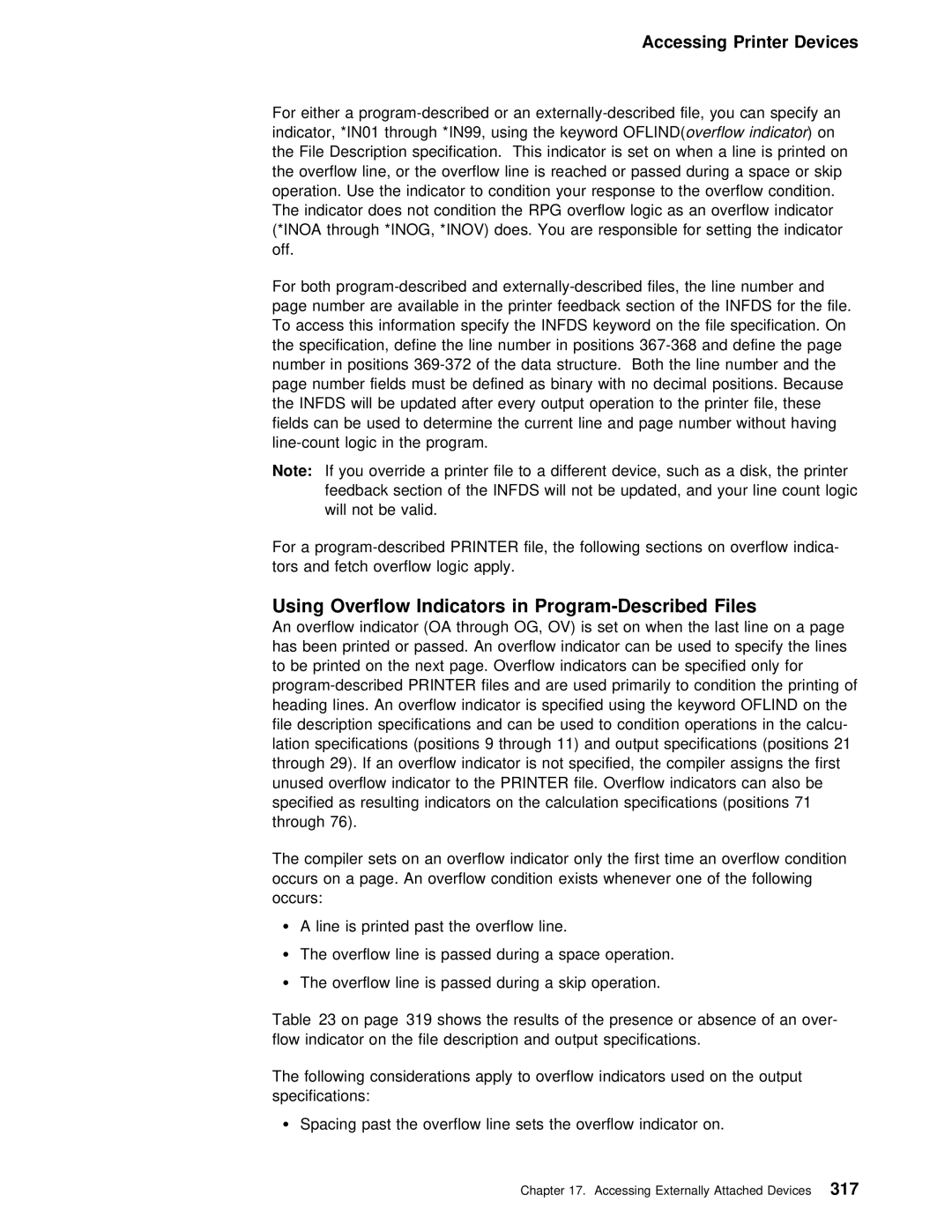 IBM AS/400 manual Overflow 