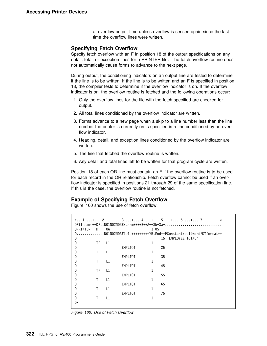 IBM AS/400 manual Example of Specifying Fetch Overflow 