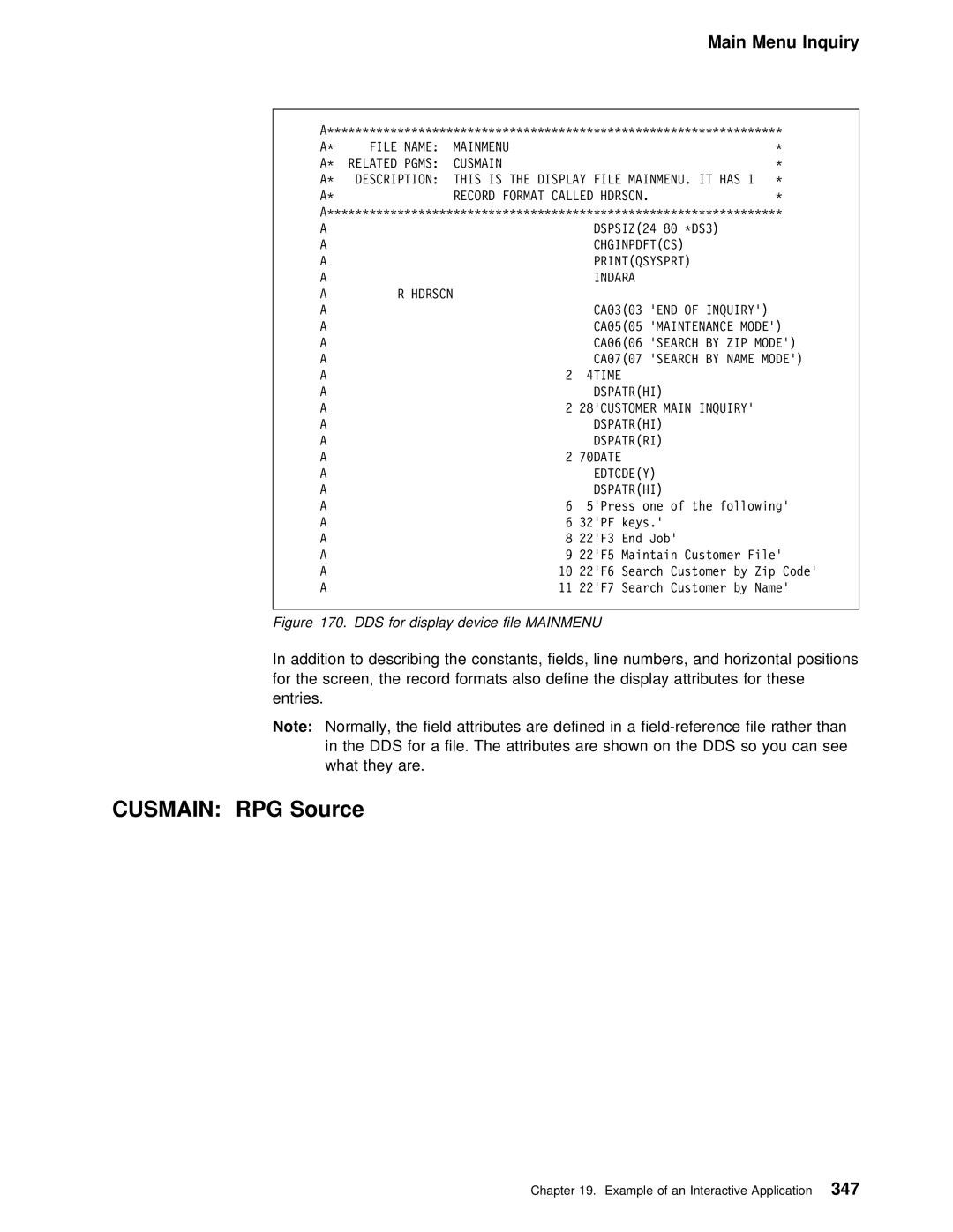 IBM AS/400 manual Cusmain RPG Source 