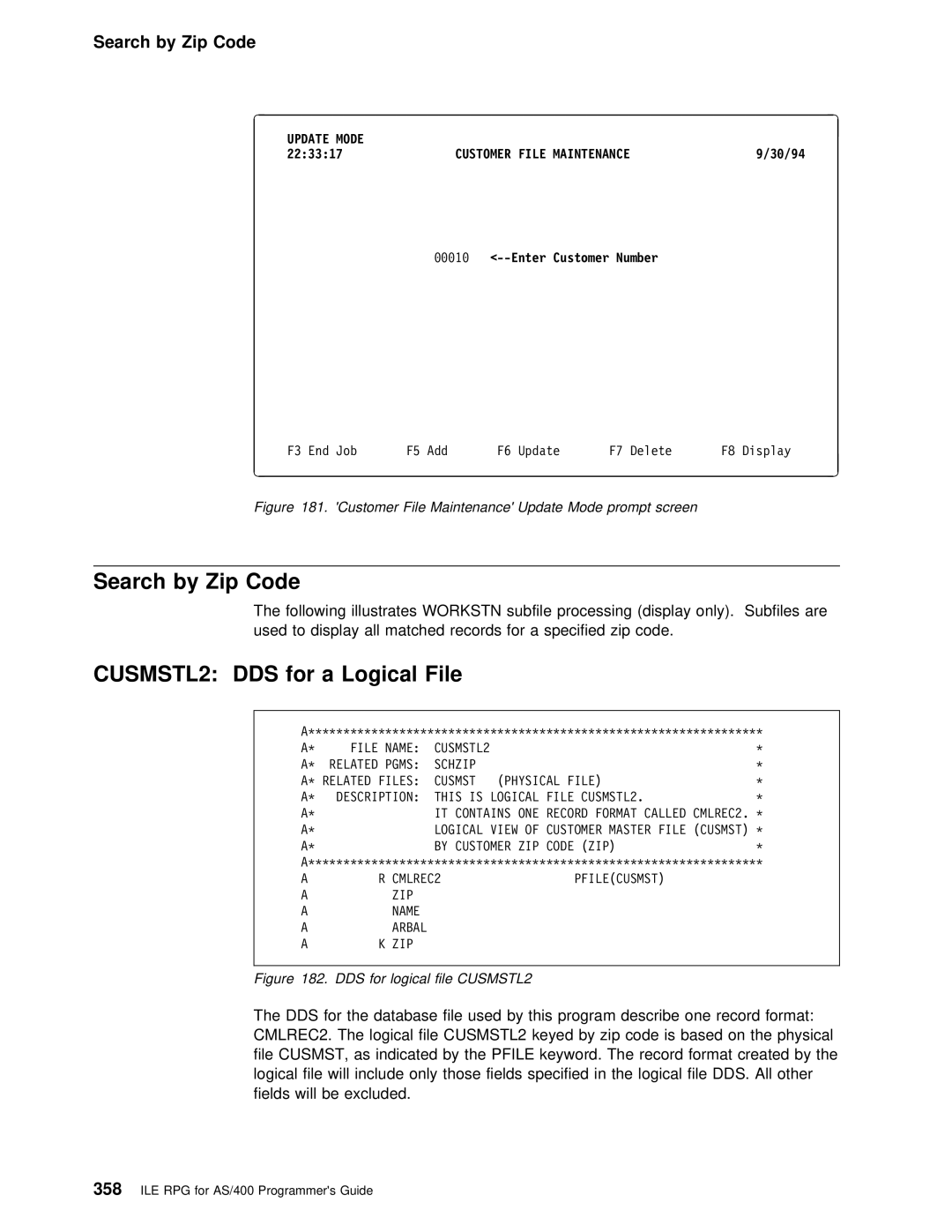 IBM AS/400 manual Search by Zip Code, Following Illustrates 