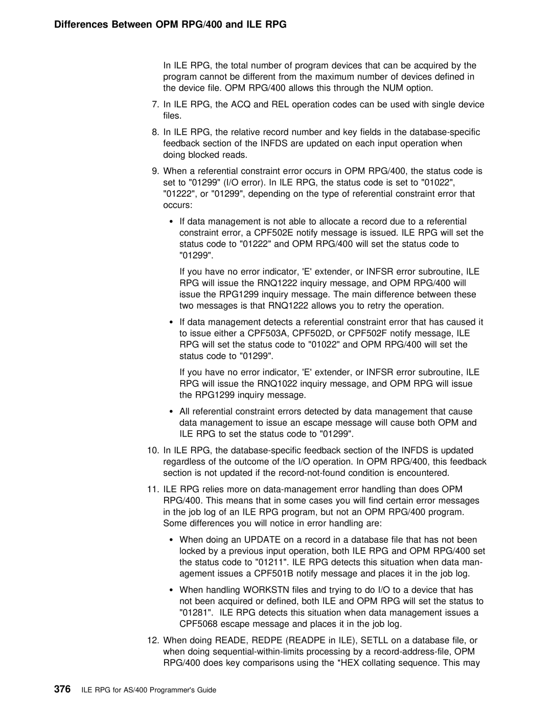 IBM AS/400 Will issue the RNQ1222 inquiry Message, RPG/400 Will Issue, CPF502D, or, Notify Message, ILE, Program But not 