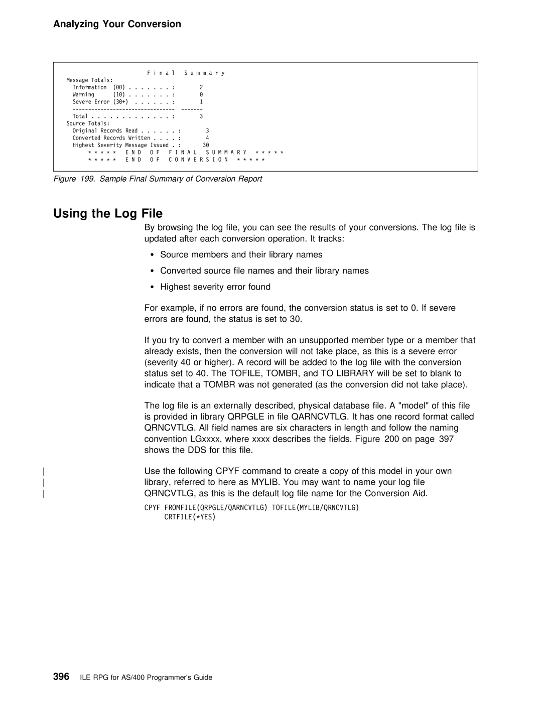 IBM AS/400 manual Using the Log File 