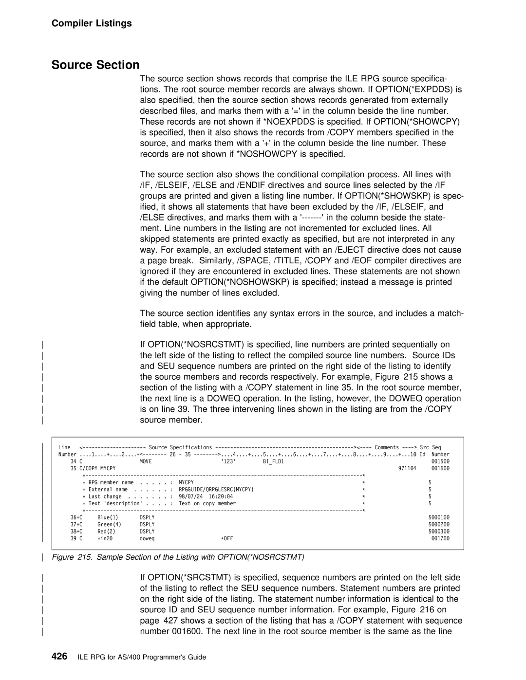 IBM AS/400 manual Section, Endif, Eject 