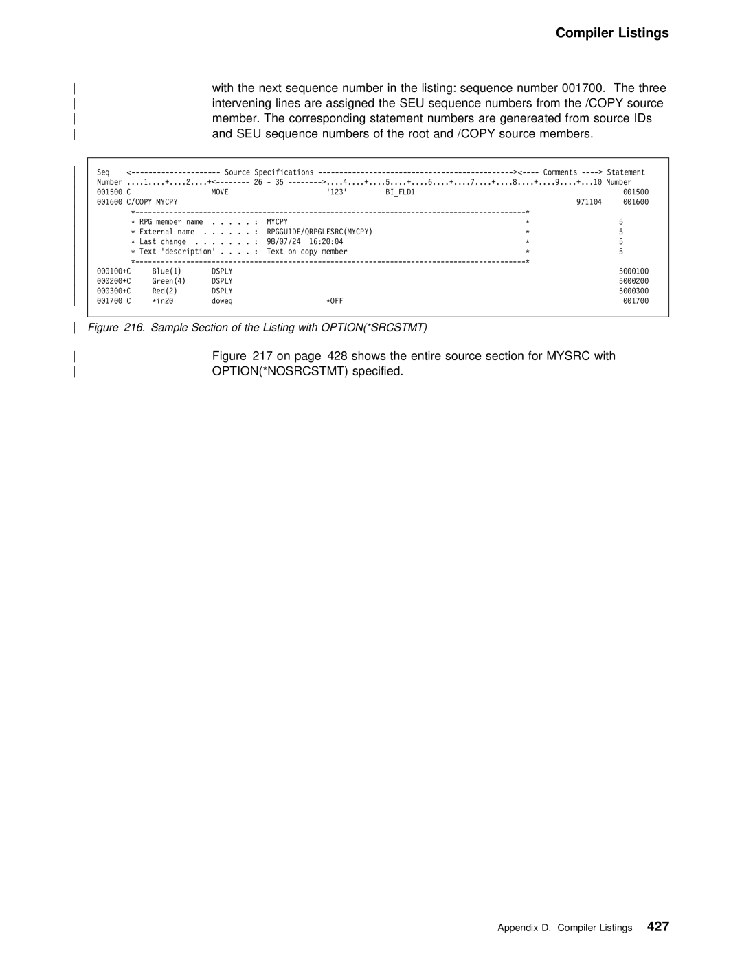 IBM AS/400 manual Listings, Sequence Numbers Root 