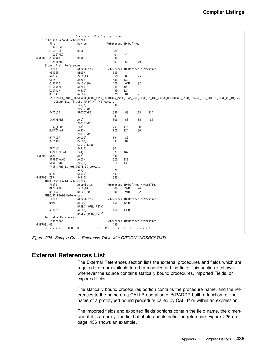 IBM AS/400 manual External References List, Duedate 