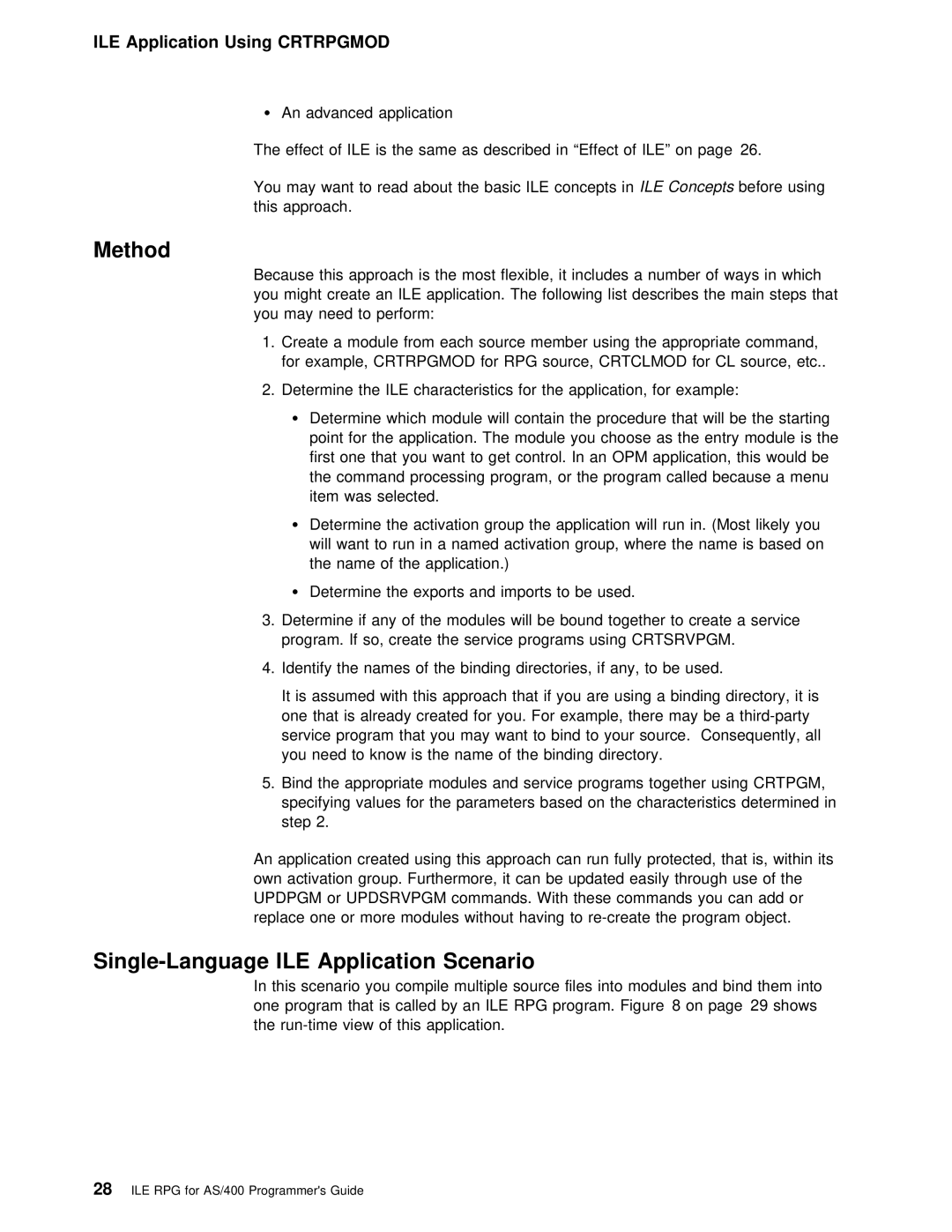 IBM AS/400 manual Scenario, Single-Language ILE Application 