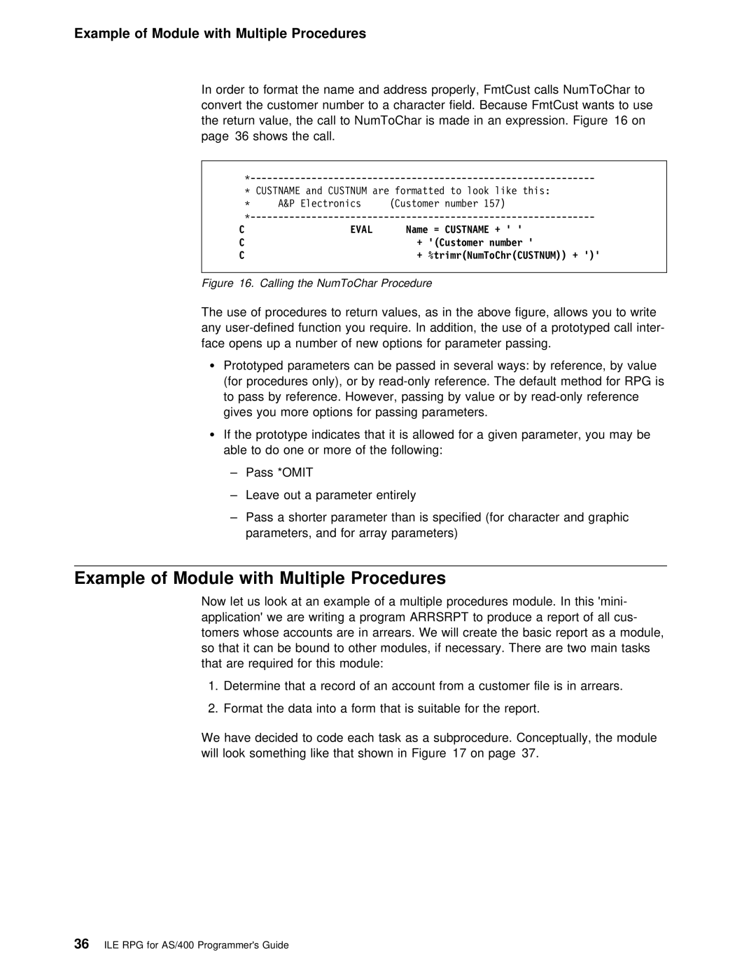 IBM AS/400 manual Example of Module with, Order to format Name Address Properly, Made Expression Shows Call, Multiple 