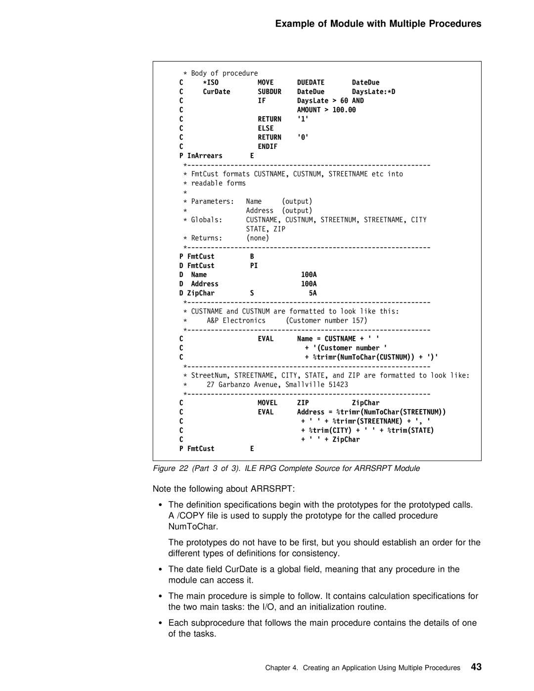 IBM AS/400 manual Following About, Arrsrpt, ISO Move Duedate, Return Else Endif, Movel ZIP 