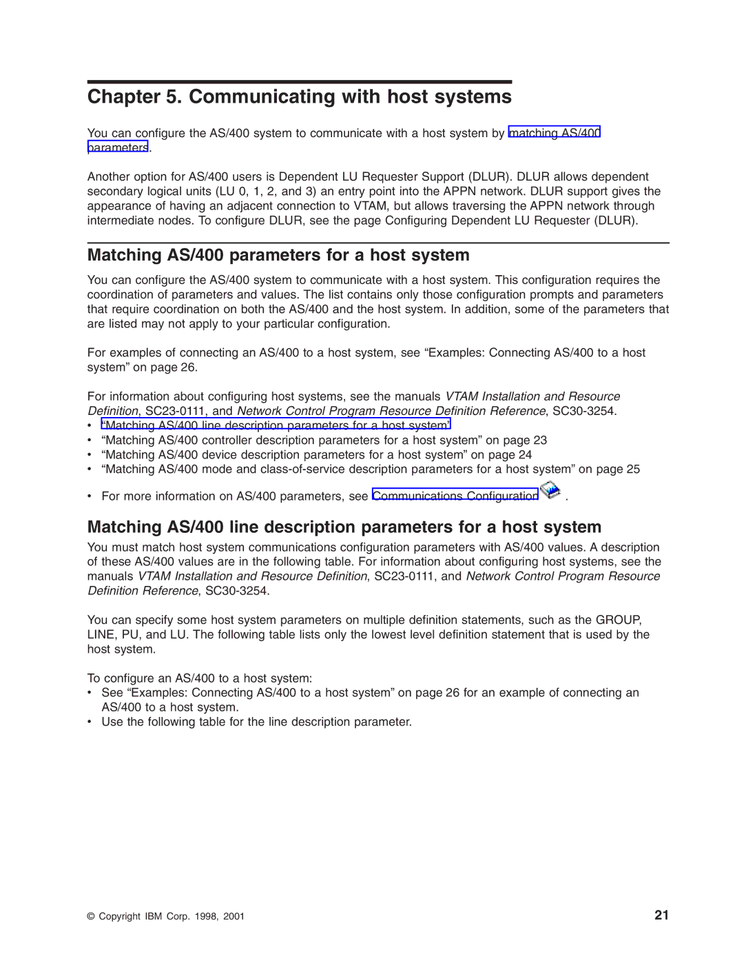 IBM manual Communicating with host systems, Matching AS/400 parameters for a host system 