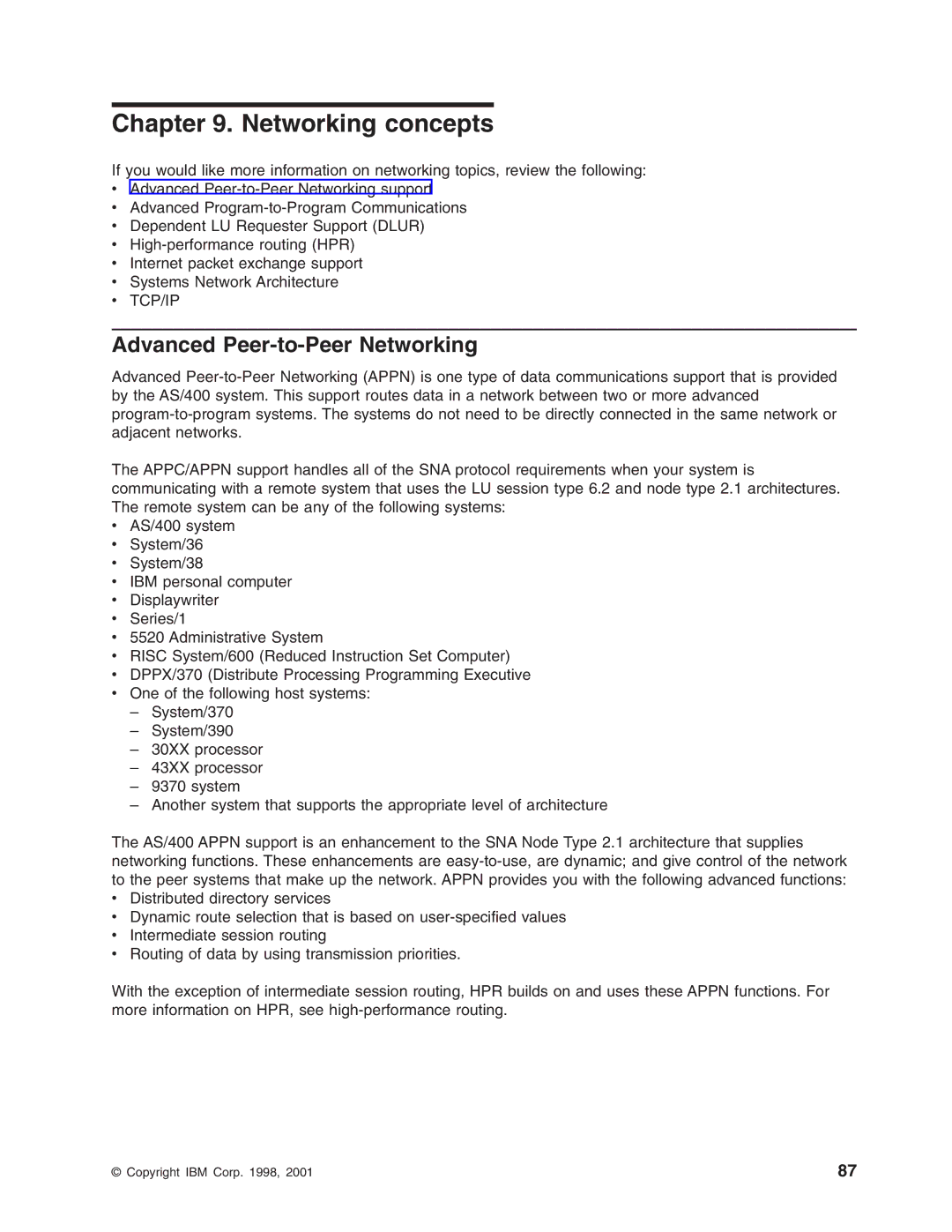 IBM AS/400 manual Networking concepts, Advanced Peer-to-Peer Networking 