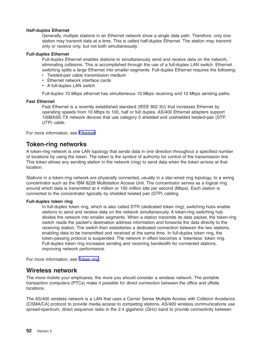 IBM AS/400 manual Token-ring networks, Wireless network 