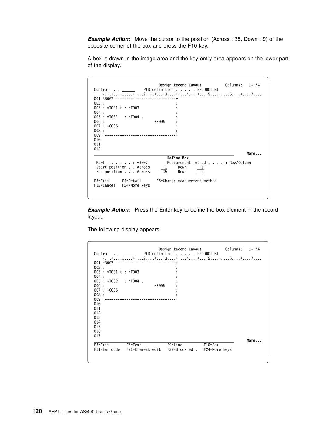 IBM AS/400 manual Control PFD definition 