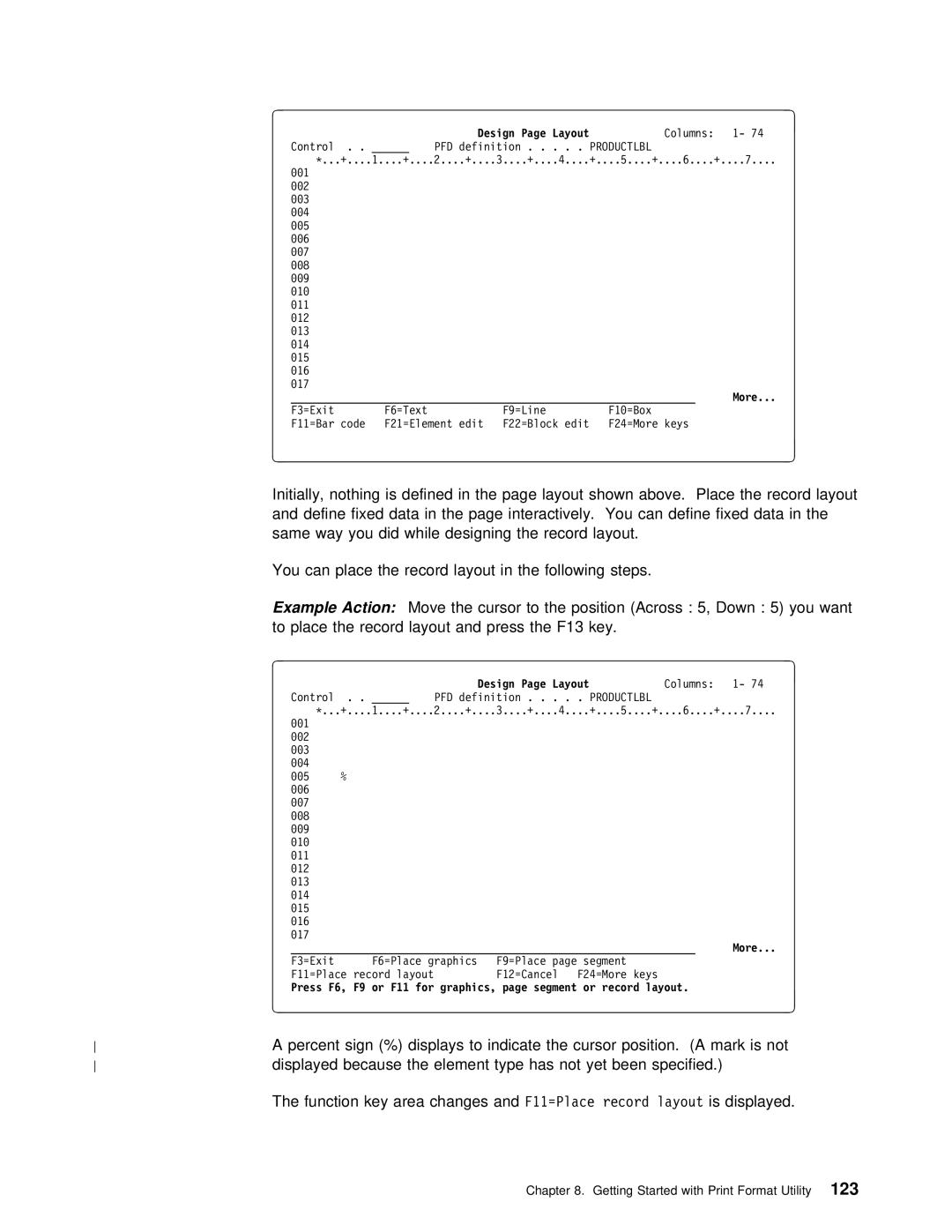 IBM AS/400 manual Getting Started with Print Format123 Utility 