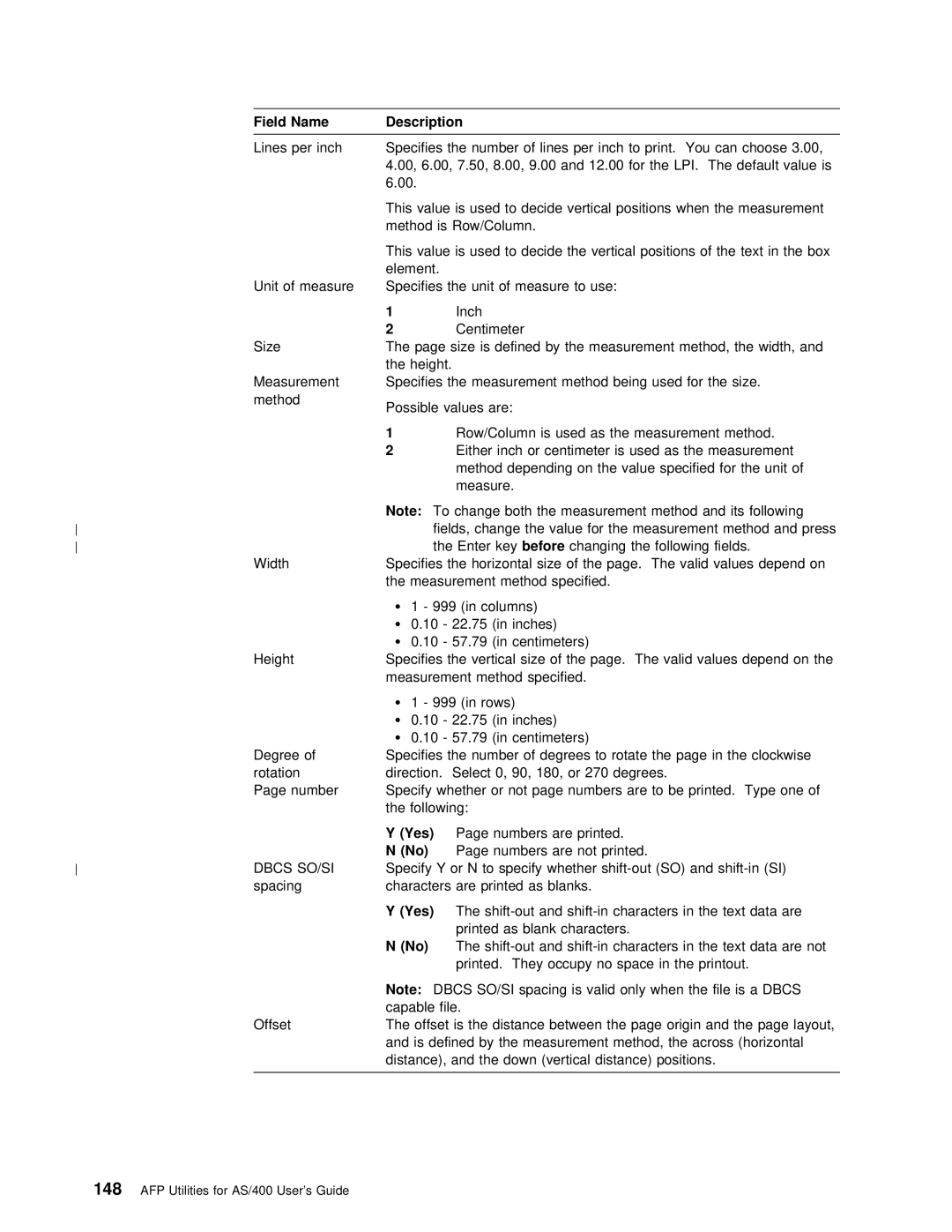 IBM AS/400 manual This Value Used to decide vertical positions when the measu 