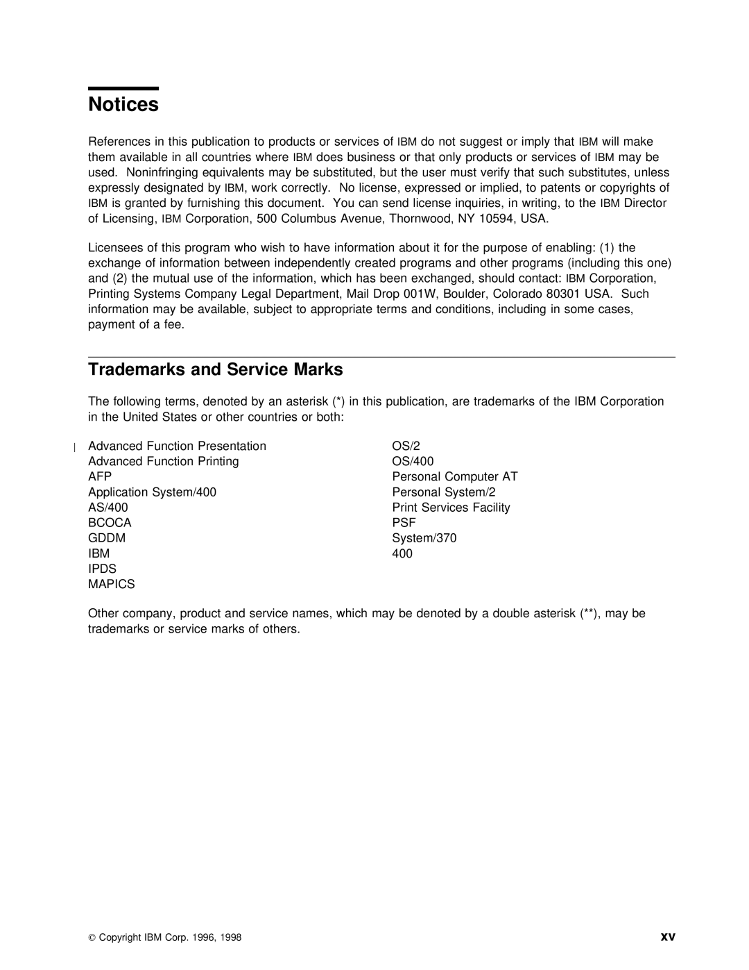 IBM AS/400 manual Marks, Service 