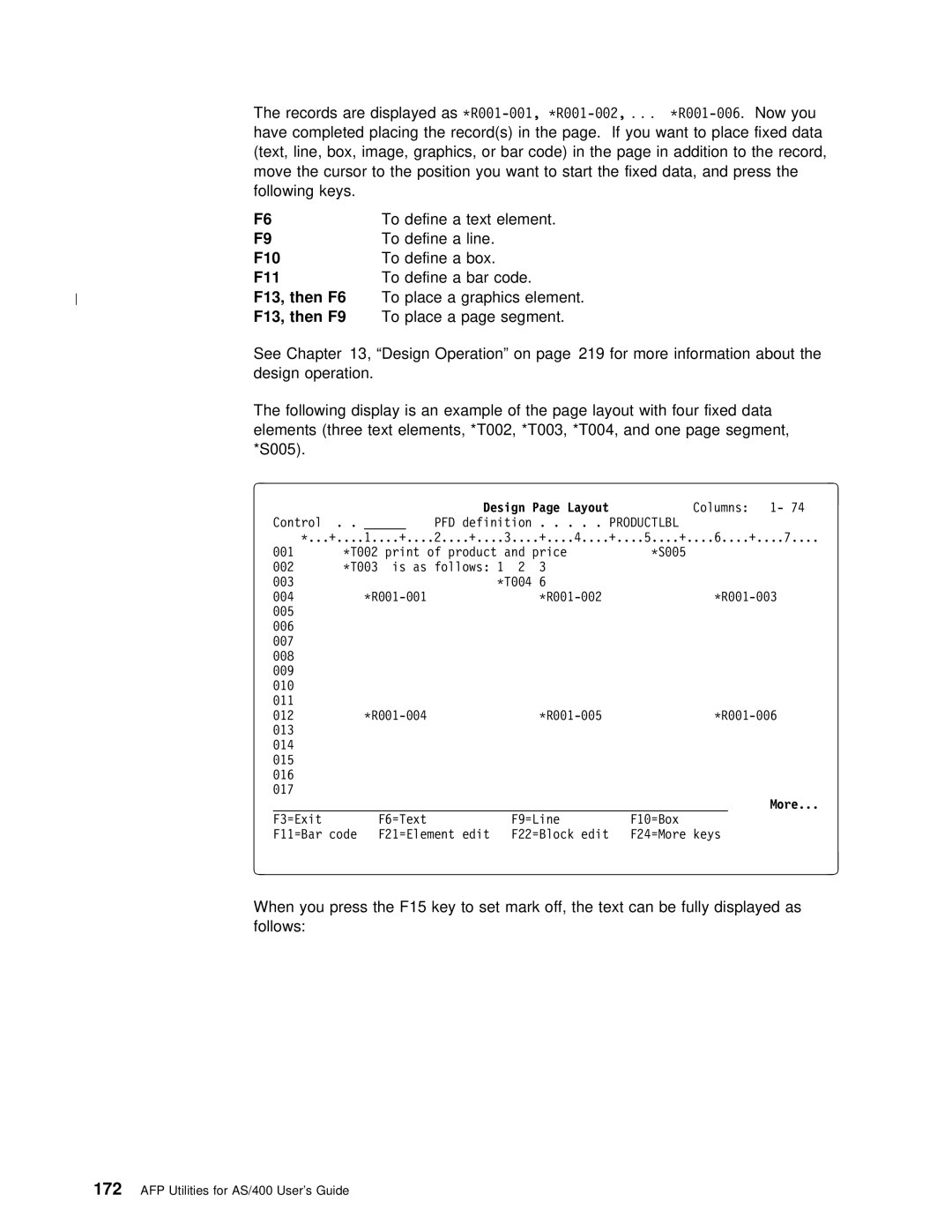 IBM AS/400 manual F10, F11, F13 Then 