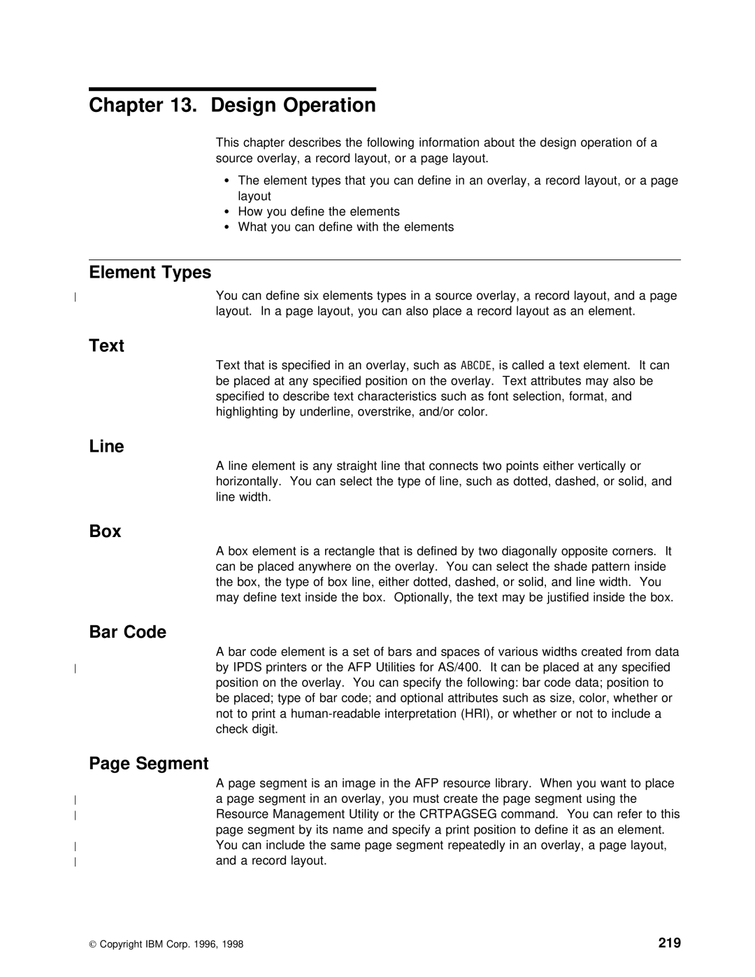 IBM AS/400 manual Design Operation 