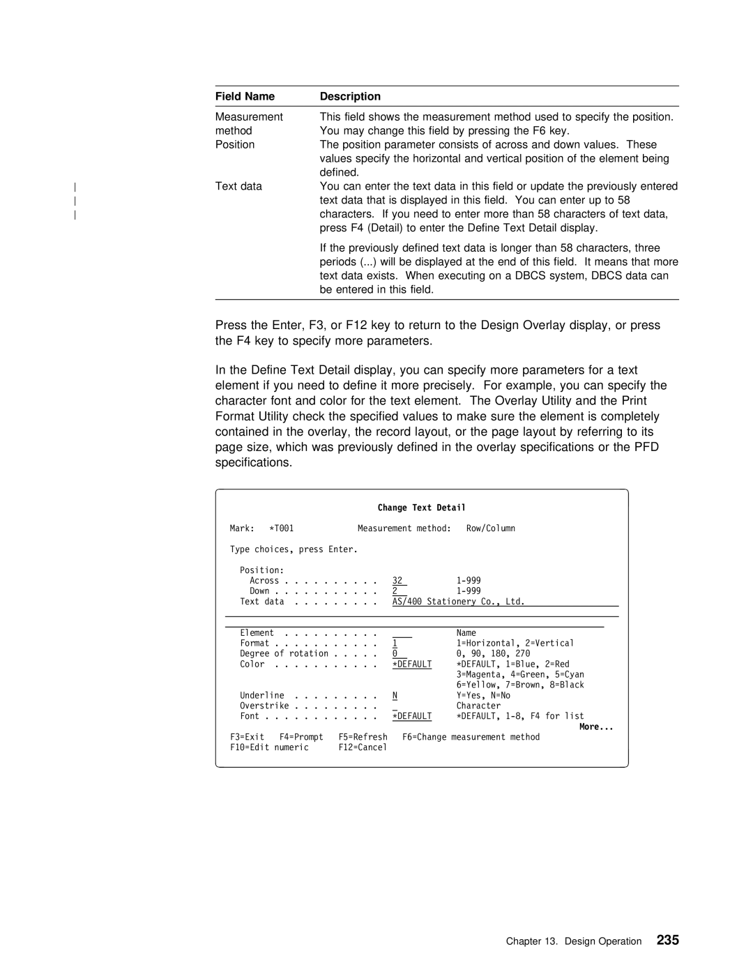 IBM AS/400 manual Change Text Detail 