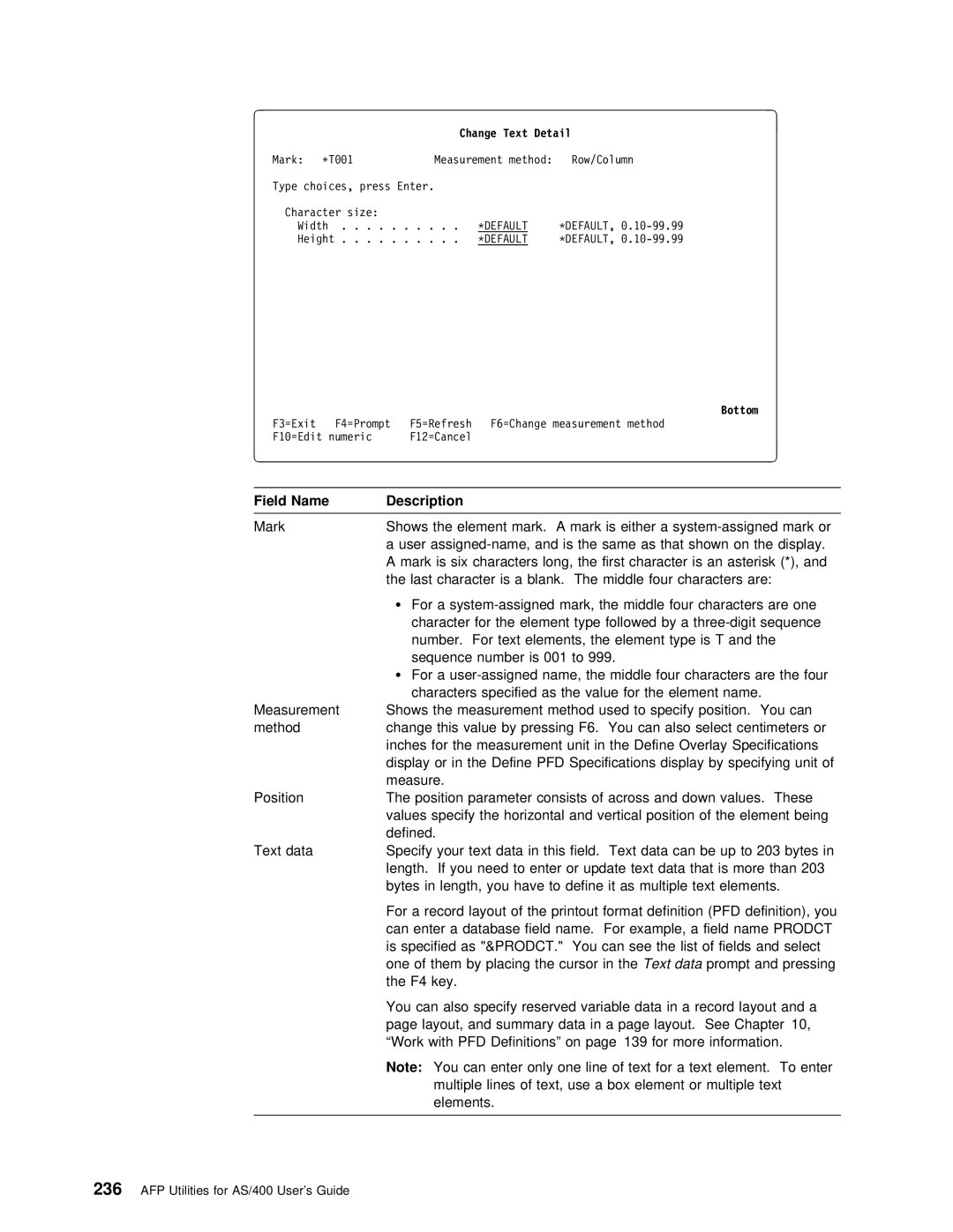 IBM AS/400 manual For Record Layout of the printout format definition 