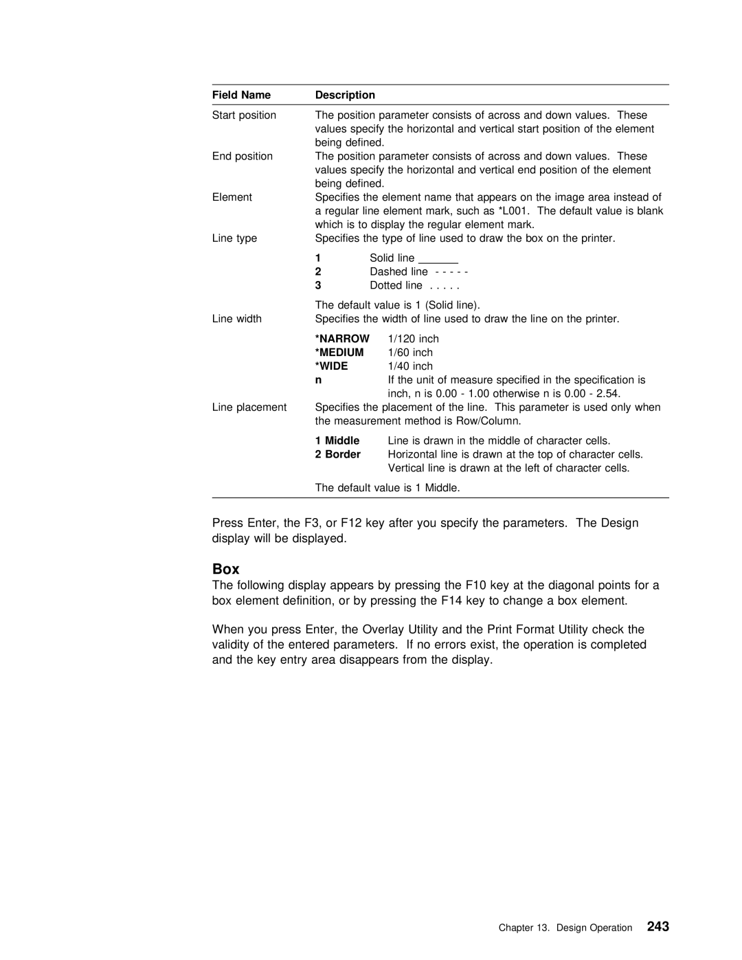 IBM AS/400 manual Box, Middle, Border 