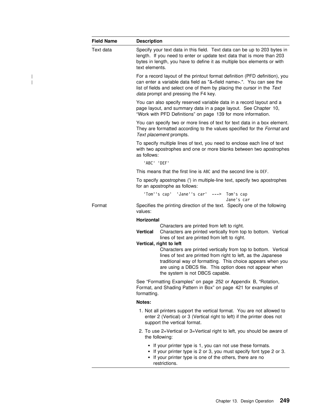 IBM AS/400 manual Text Placementprompts, Vertical, right to left 