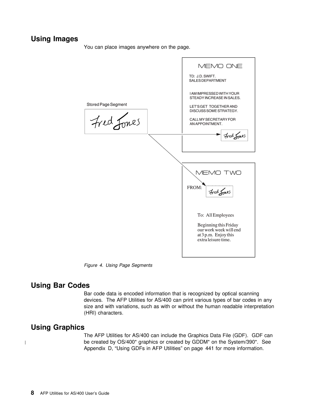 IBM AS/400 manual Using Images, Using Bar Codes, Using Graphics, Gdf. Gd 