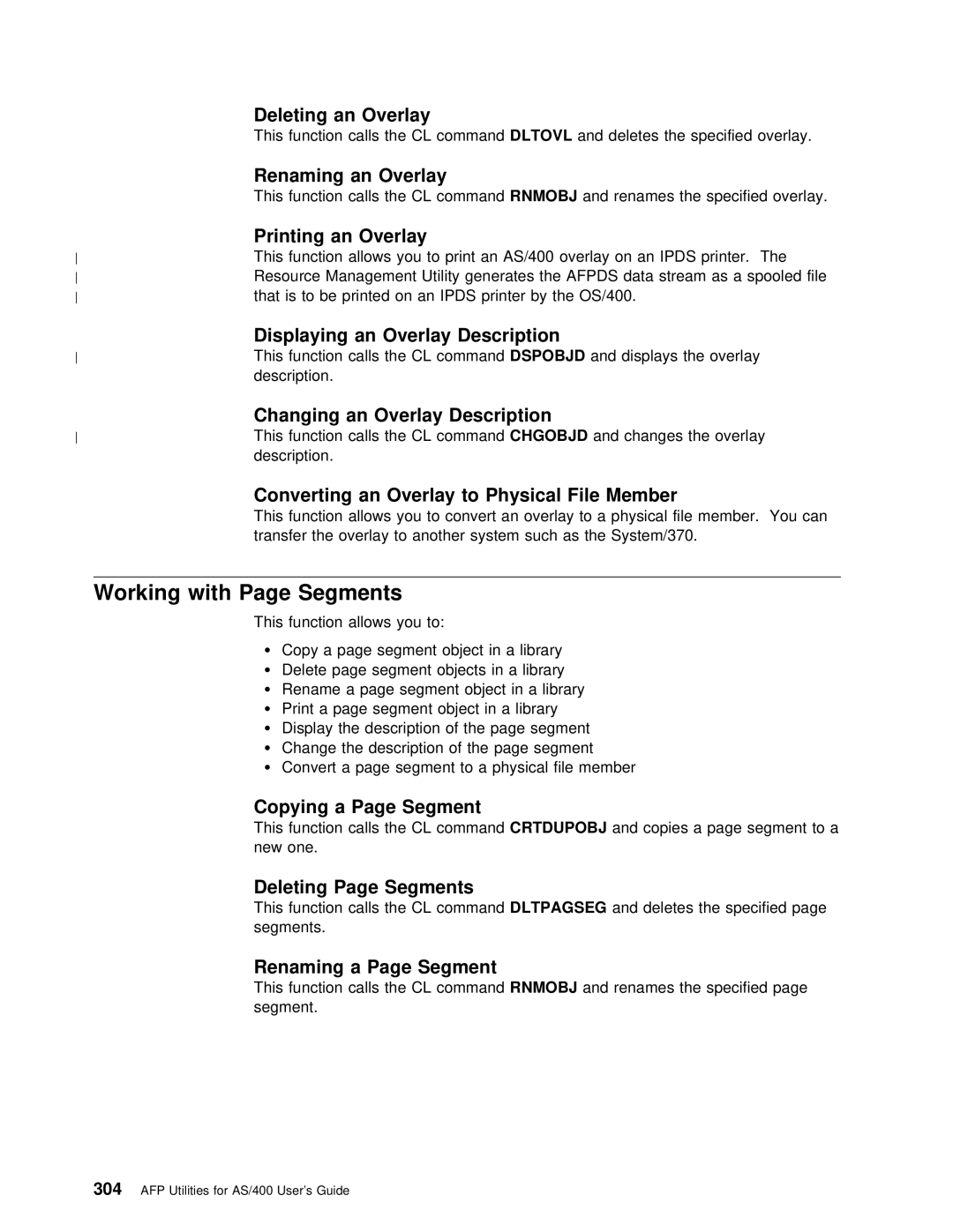 IBM AS/400 manual Working with Page Segments, File, Overlay 