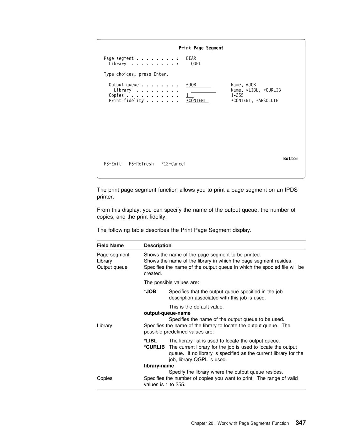 IBM AS/400 manual Segment Shows Name 