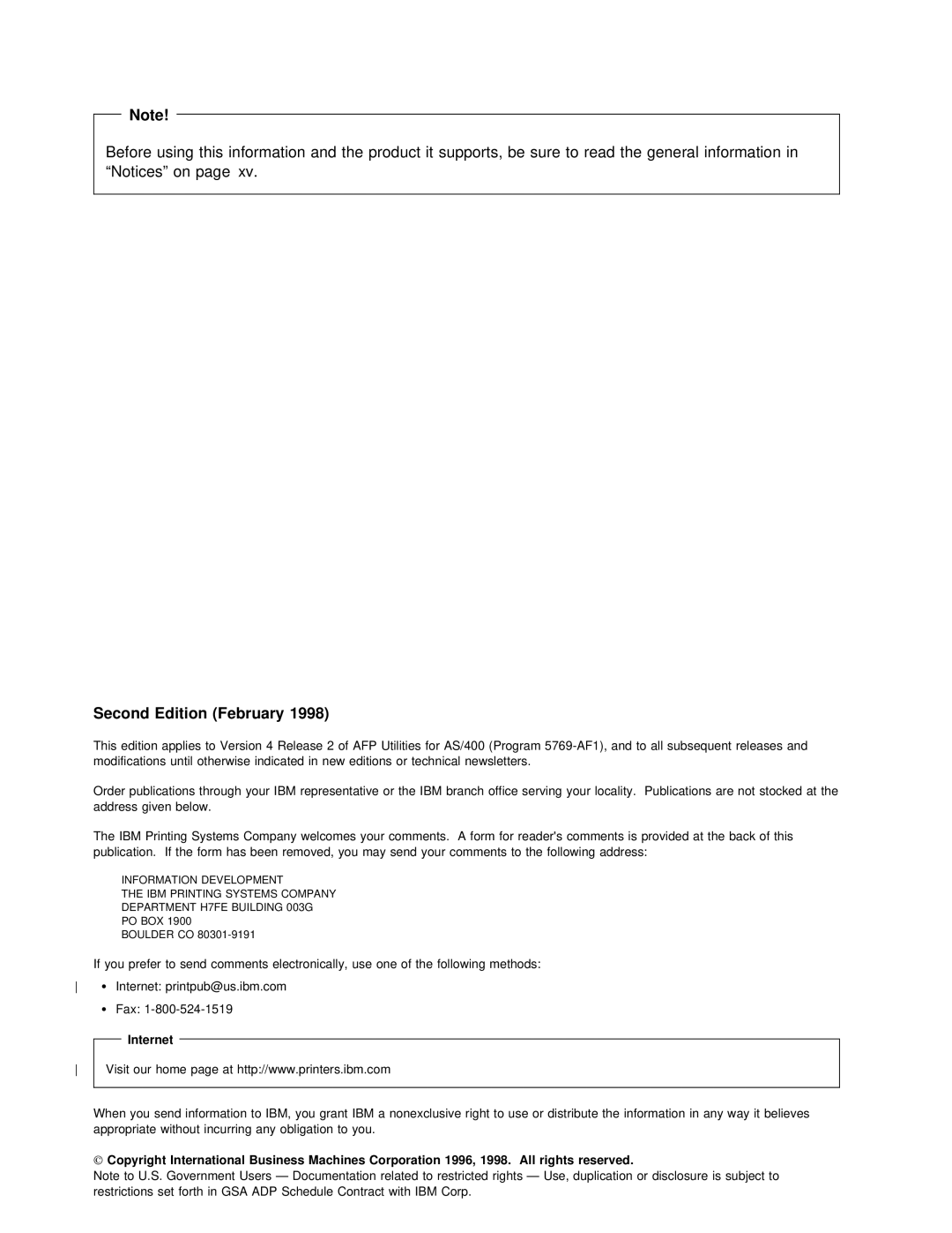 IBM AS/400 manual Edition, 1998 