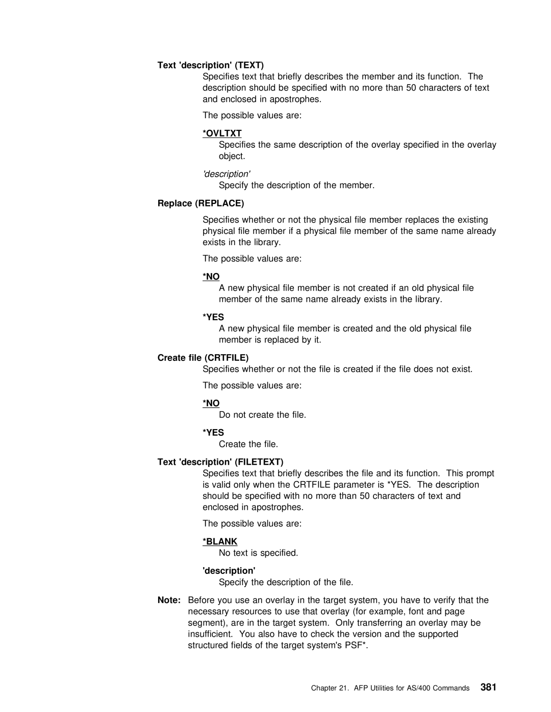 IBM AS/400 manual Create file Crtfile, Description 