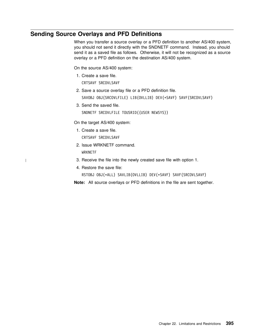 IBM AS/400 manual Sending Source Overlays 