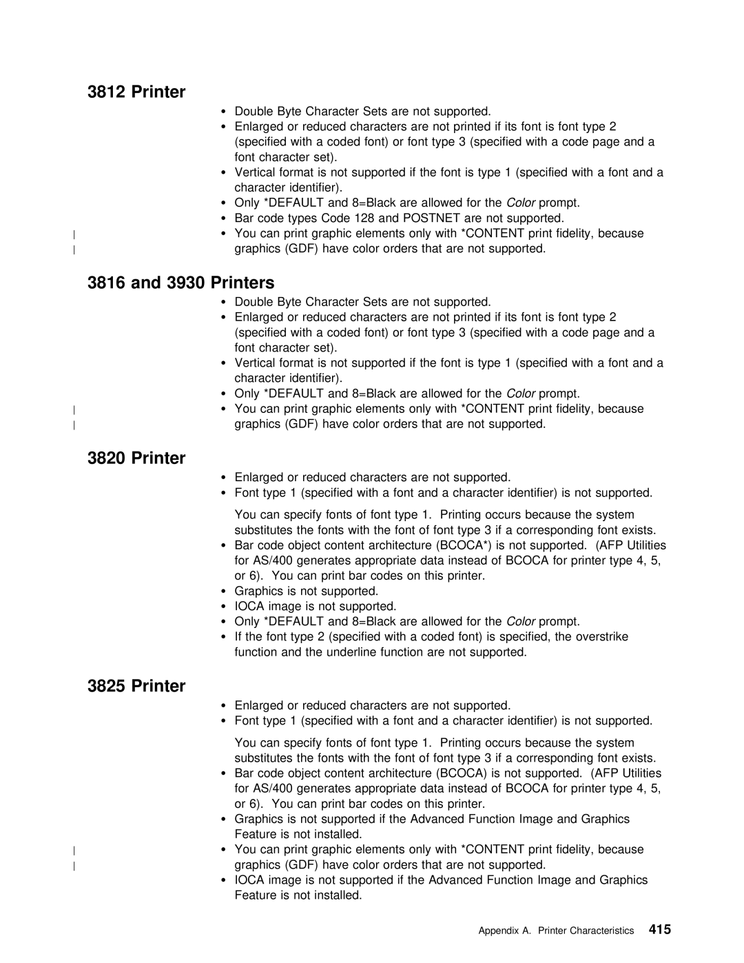 IBM AS/400 manual Printers, Gdf, Col f or 