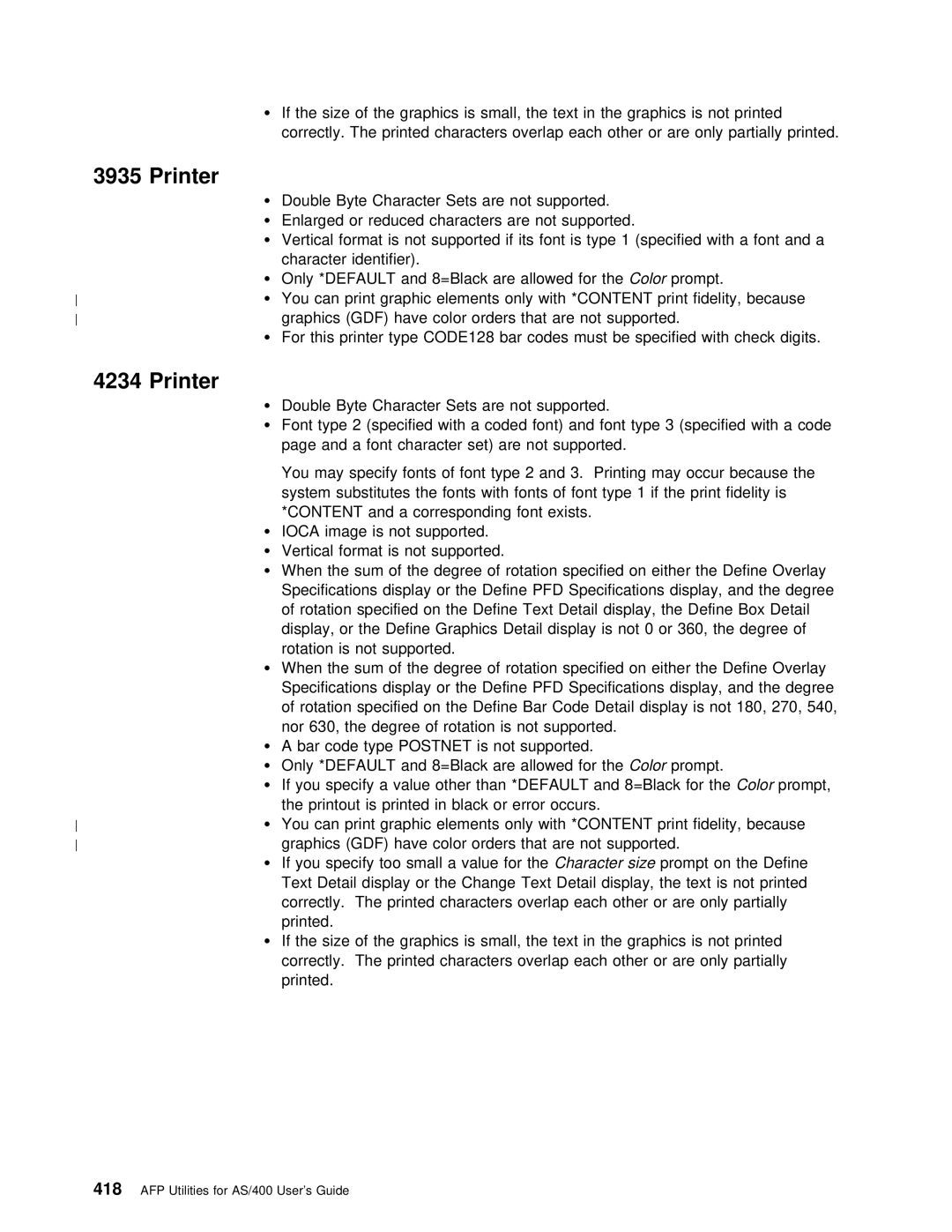 IBM AS/400 manual Corresponding Font Exists, Not Supported Only 