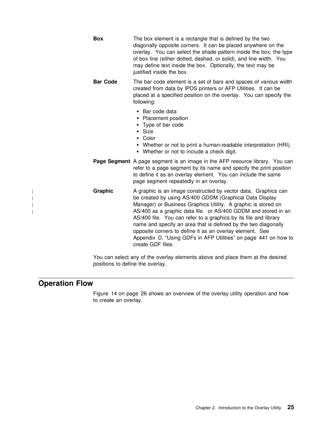 IBM AS/400 manual Operation Flow, Segment, Graphic 