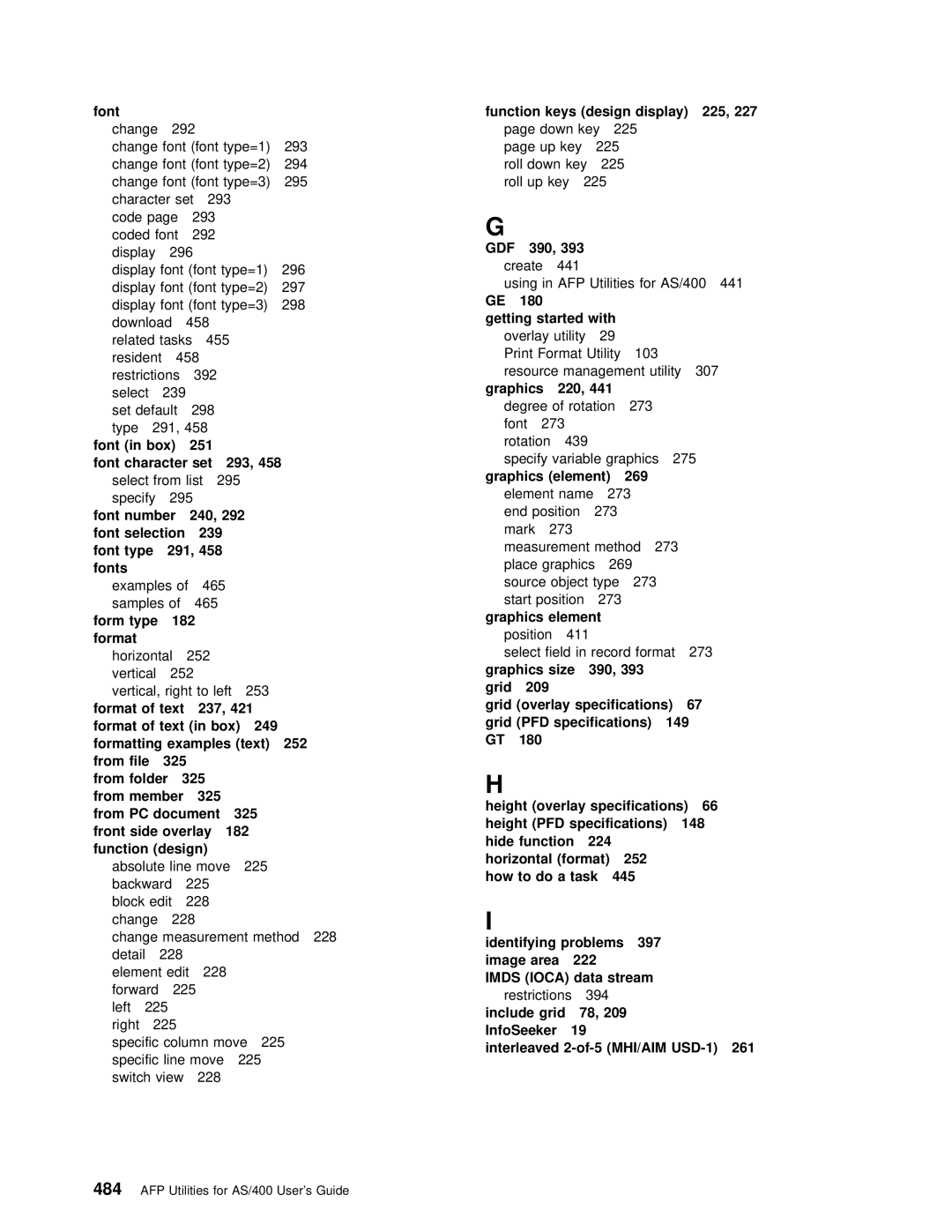 IBM AS/400 Font character set 293, Form type 182 format, From PC document 325 front side overlay 182 function design, 220 