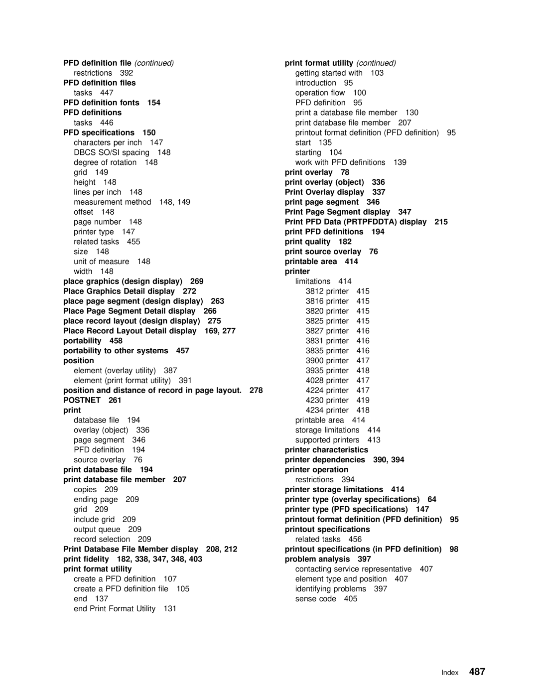 IBM AS/400 Restrictions 392, Tasks 447, Tasks 446, Characters Per Inch 147, Method 148 149 Offset, Element Overlay Utility 